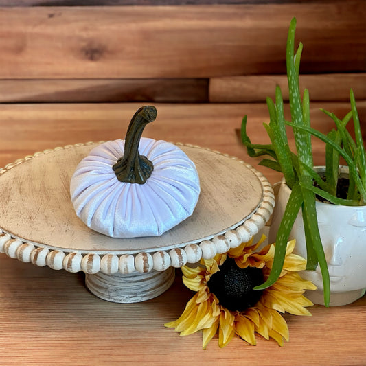 SMALL VELVET PUMPKIN - WHITE