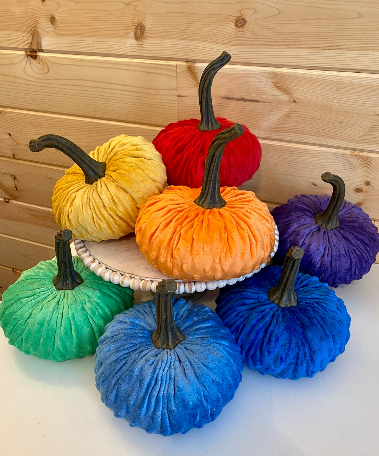 EXTRA LARGE NUBBY MINK VELVET PUMPKIN - RAINBOW SET/7