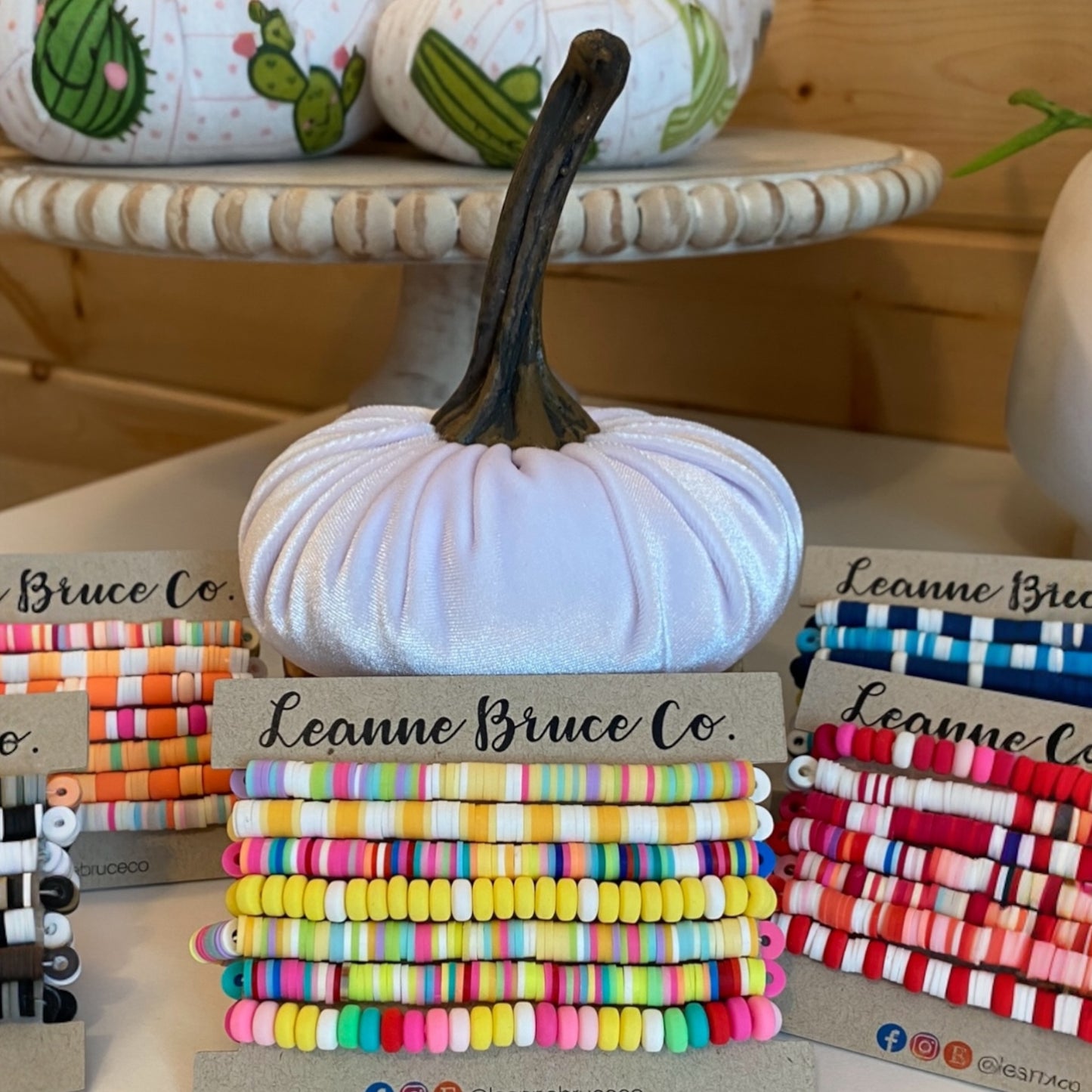 Bracelet Sets of 7 Stretchy WARM Tones Arm Party Handcrafted Bracelet Collection Polymer Clay Disk Braceletss Birthday Gift The LITTLE Sets