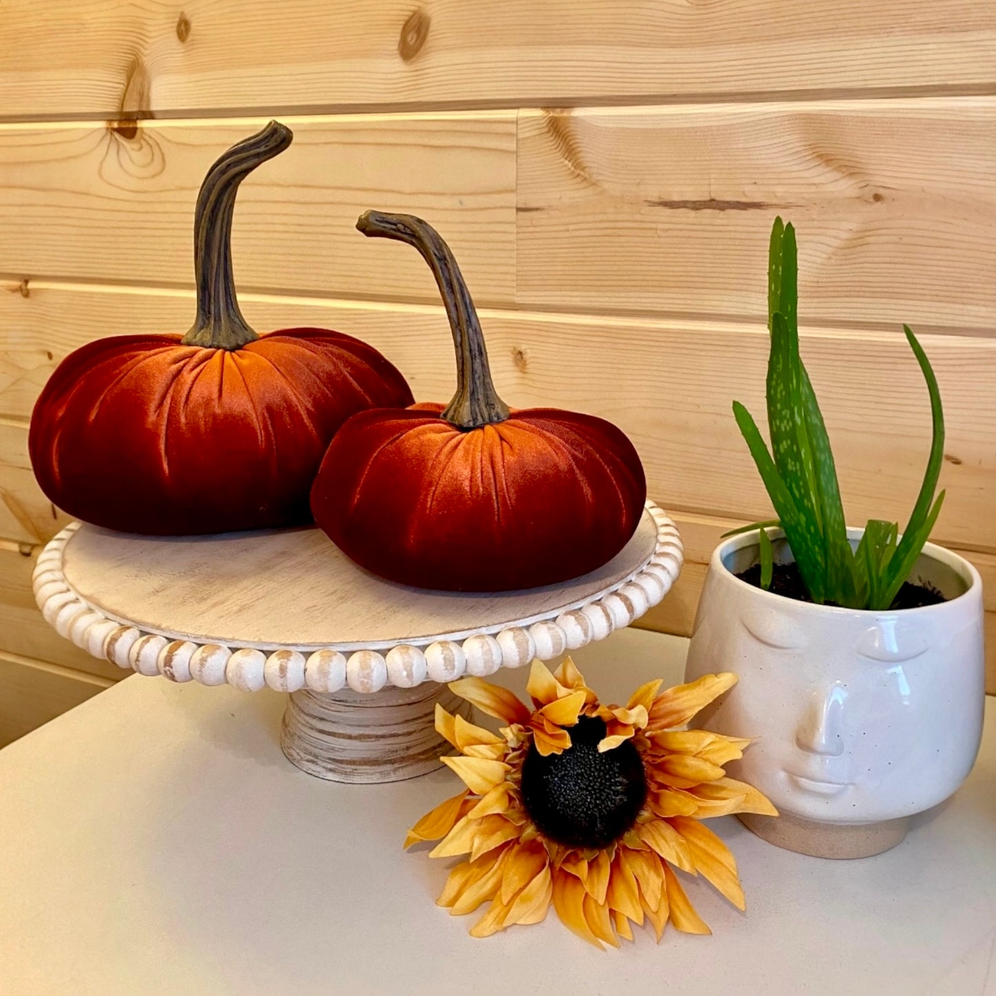 PUMPKIN SET OF 3 VELVET - RUST