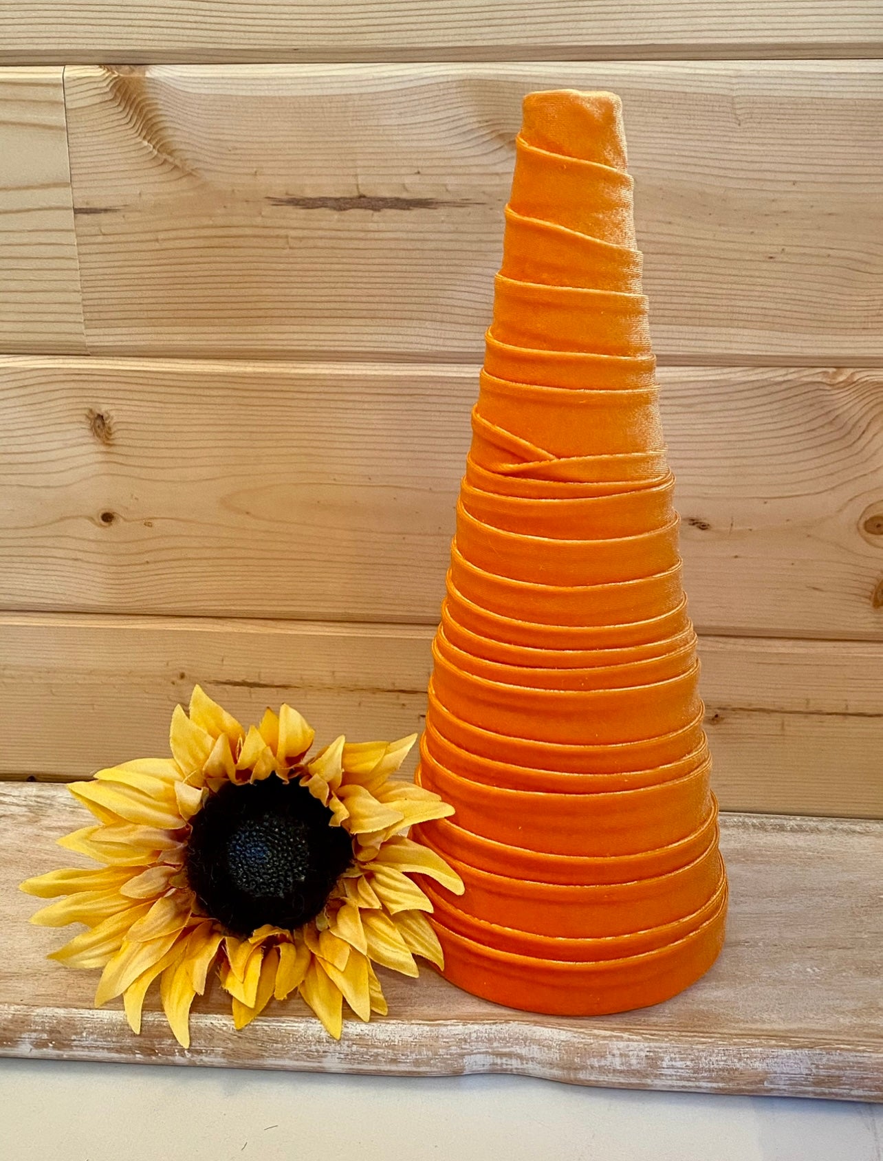 Decorative CONE Trees ORANGE VELVET Luxe Velvet Tree Sets of 4