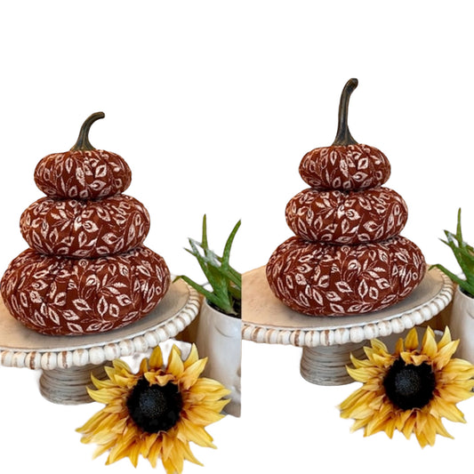 Tiered Pumpkin Stack - Autumn Leaves