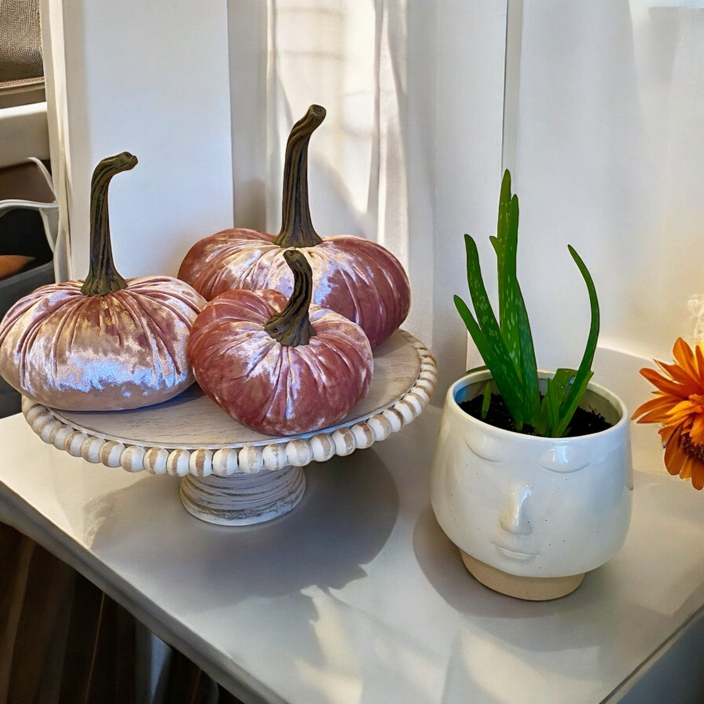 EXTRA LARGE VELVET PUMPKIN - PINK CHAMPAGNE