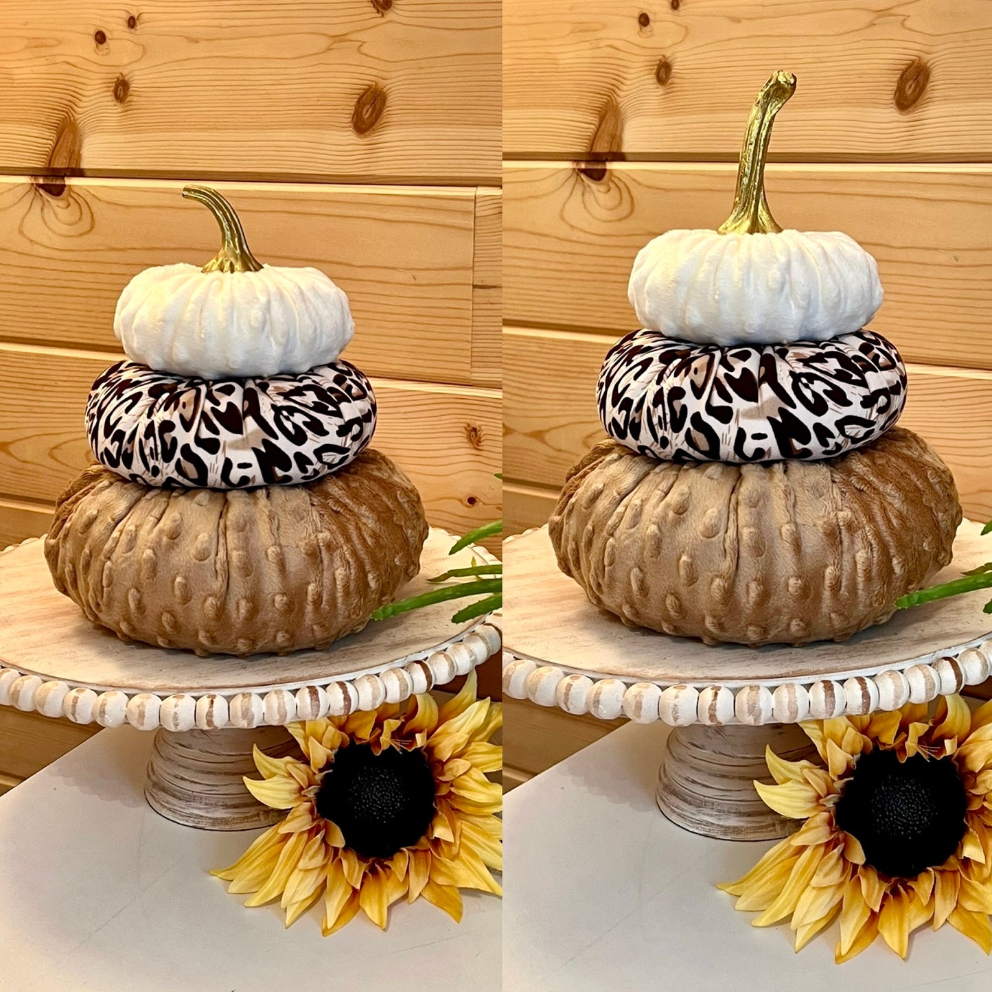 Tiered Pumpkin Stack - Nubby Mink Animal Print Cream Leopard