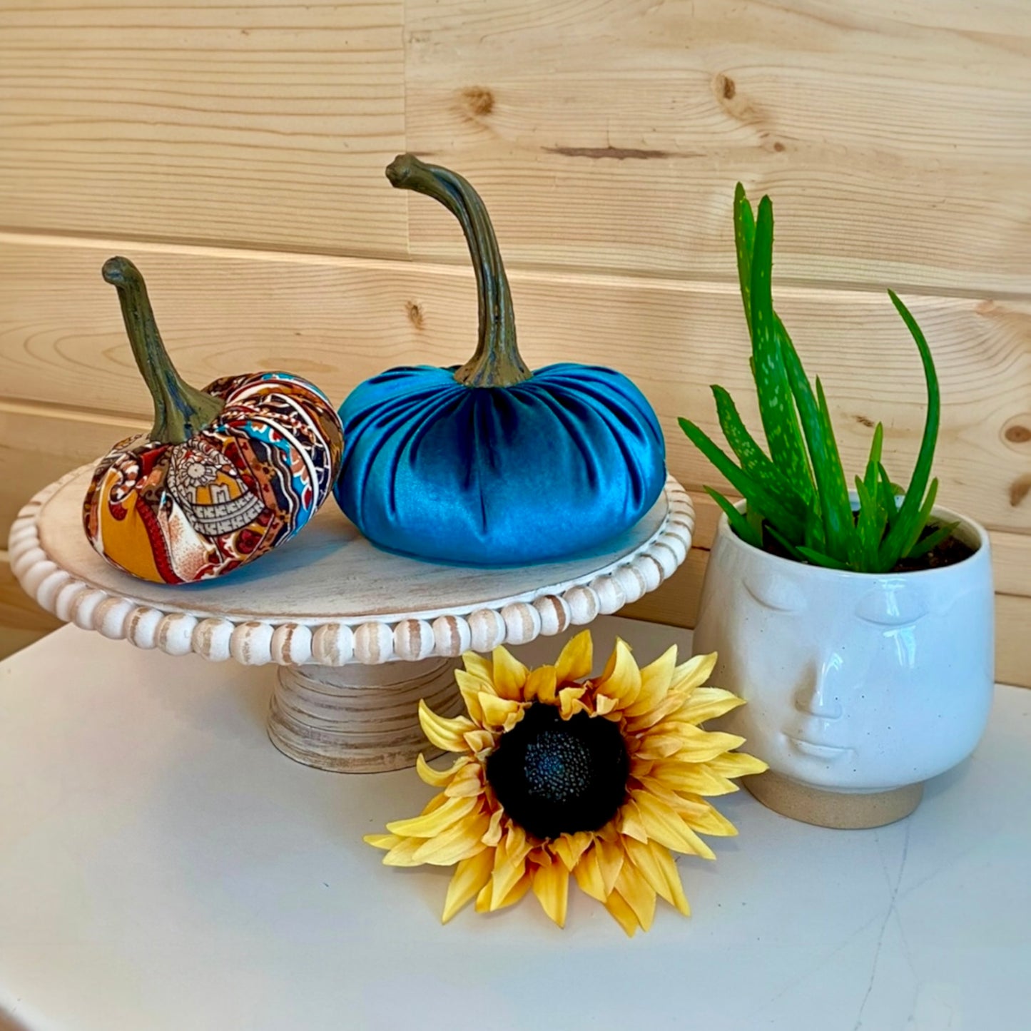 VELVET LARGE PUMPKIN - TEAL VELVET