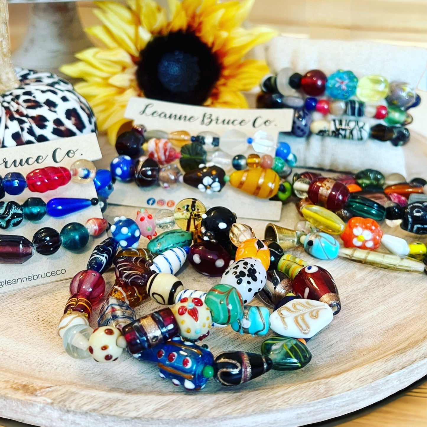 Bracelet Gift Sets of 3 Mixed Glass Beads MARKET DAY Stacks MUST ORDER 4 TOTAL SETS OF 3