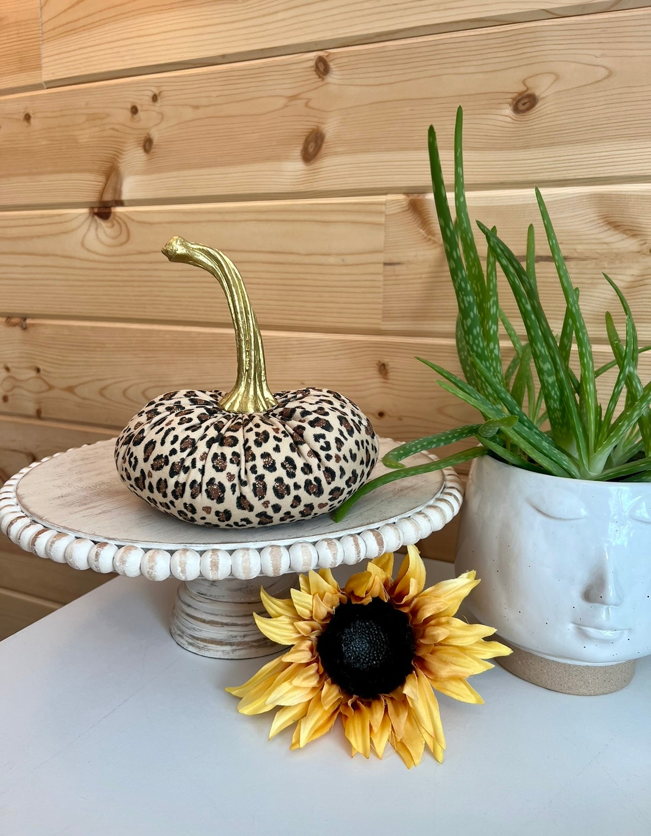 LARGE ANIMAL PRINT PUMPKIN - LEOPARD GOLD SPARKLE