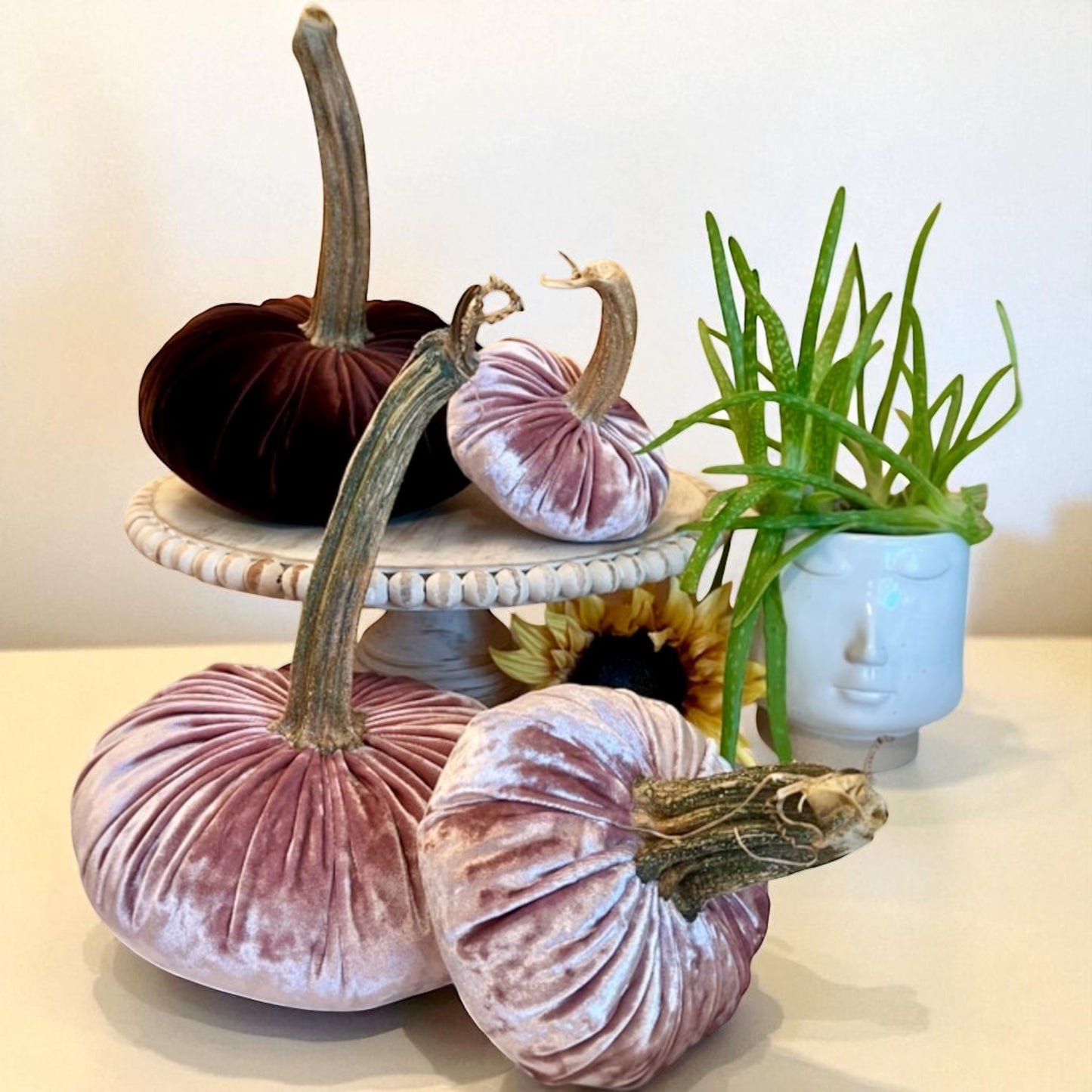 EXTRA LARGE VELVET PUMPKIN - PINK CHAMPAGNE