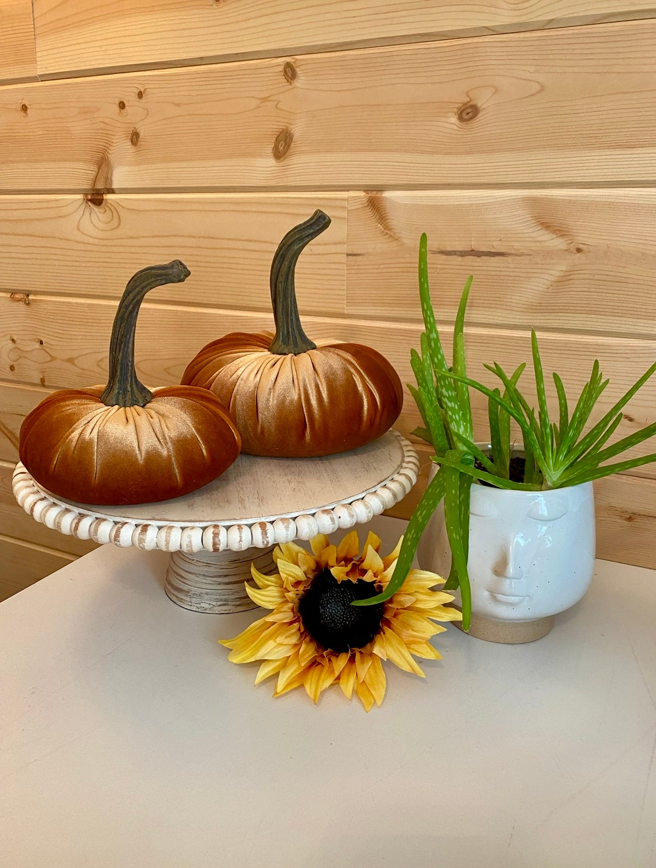 LARGE VELVET PUMPKIN - COPPER