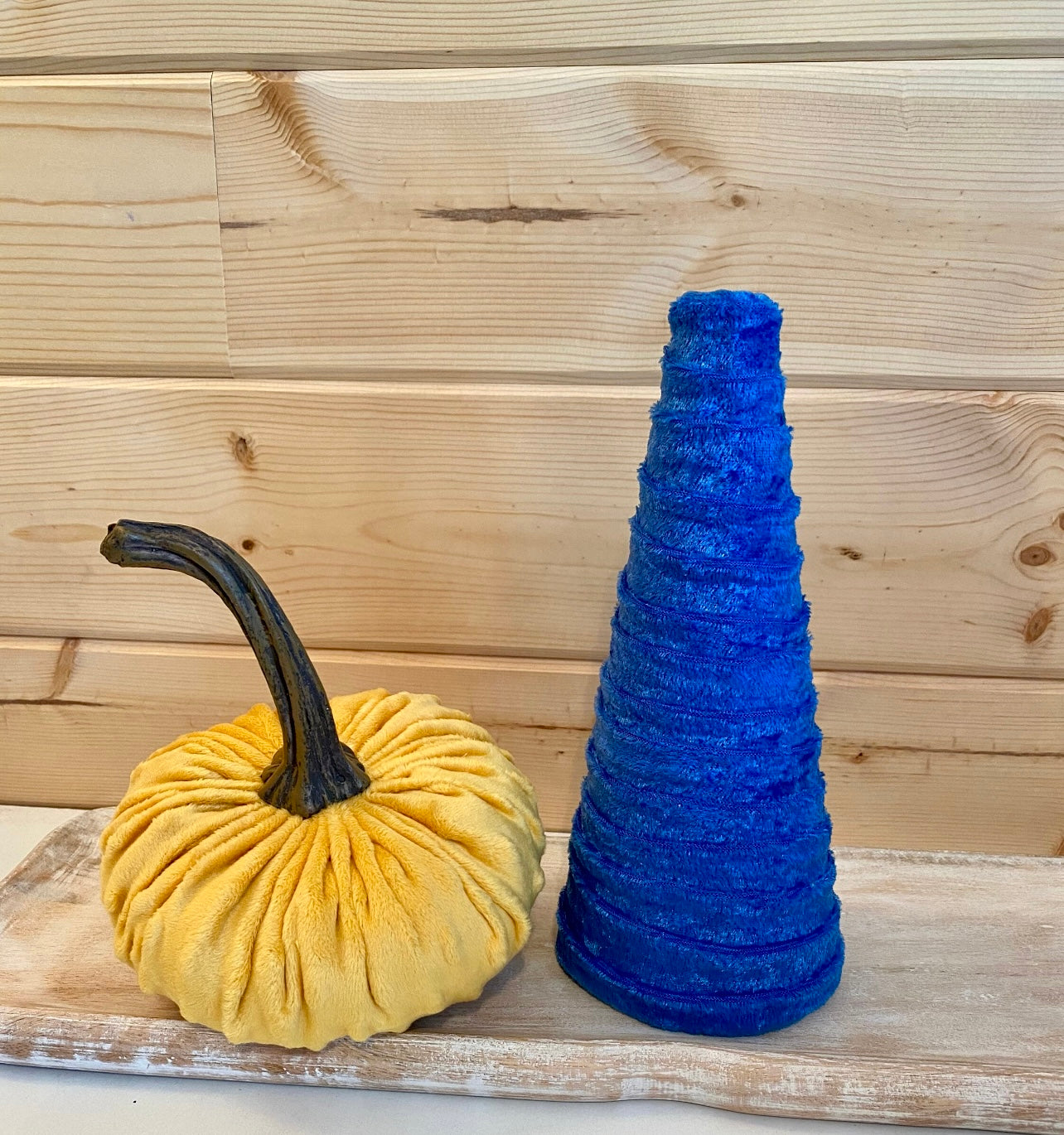 Decorative CONE Trees BLUE CRUSH Velvet Set of 3