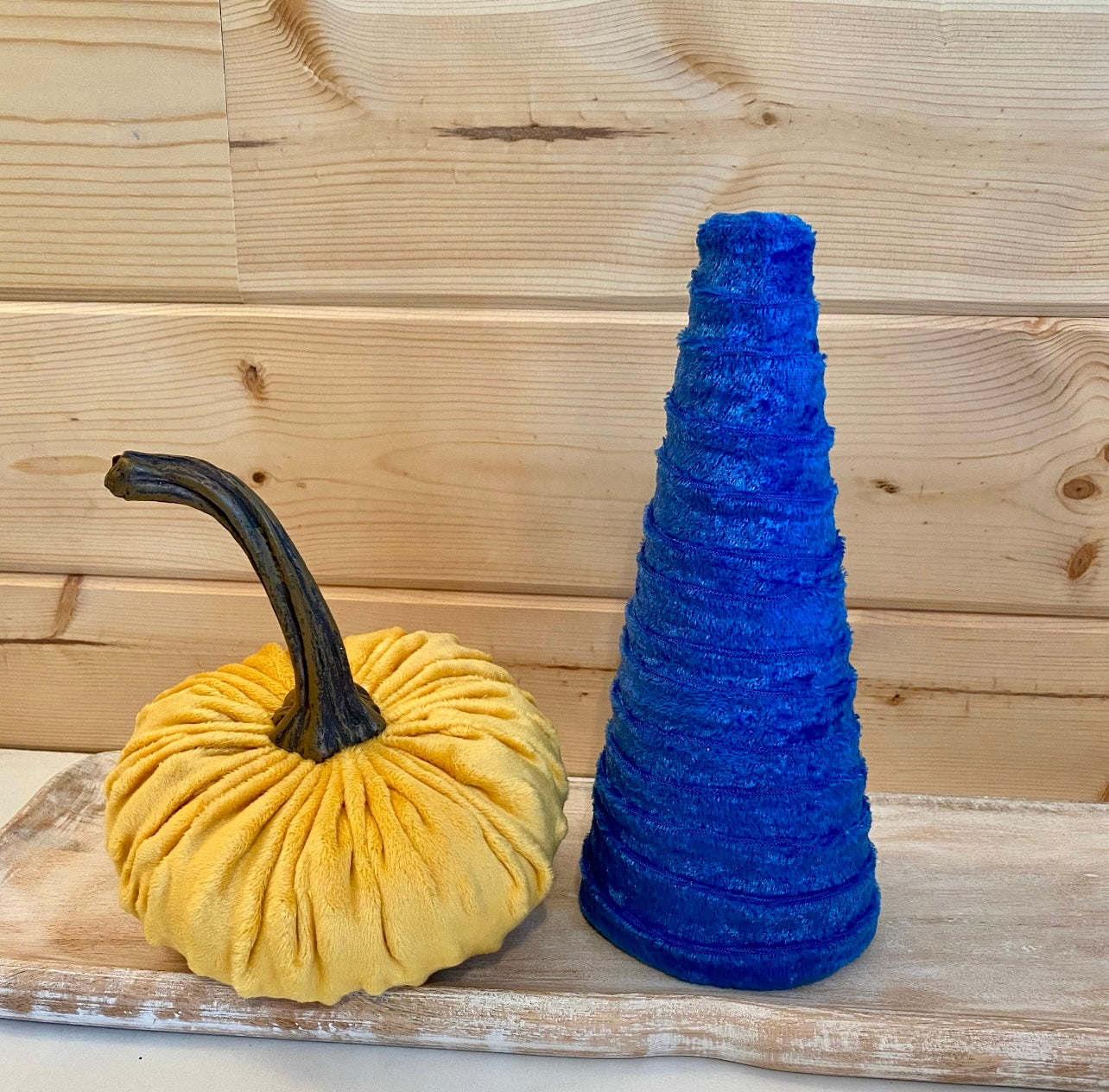 Decorative CONE Trees BLUE CRUSH Velvet Tree Set of 5