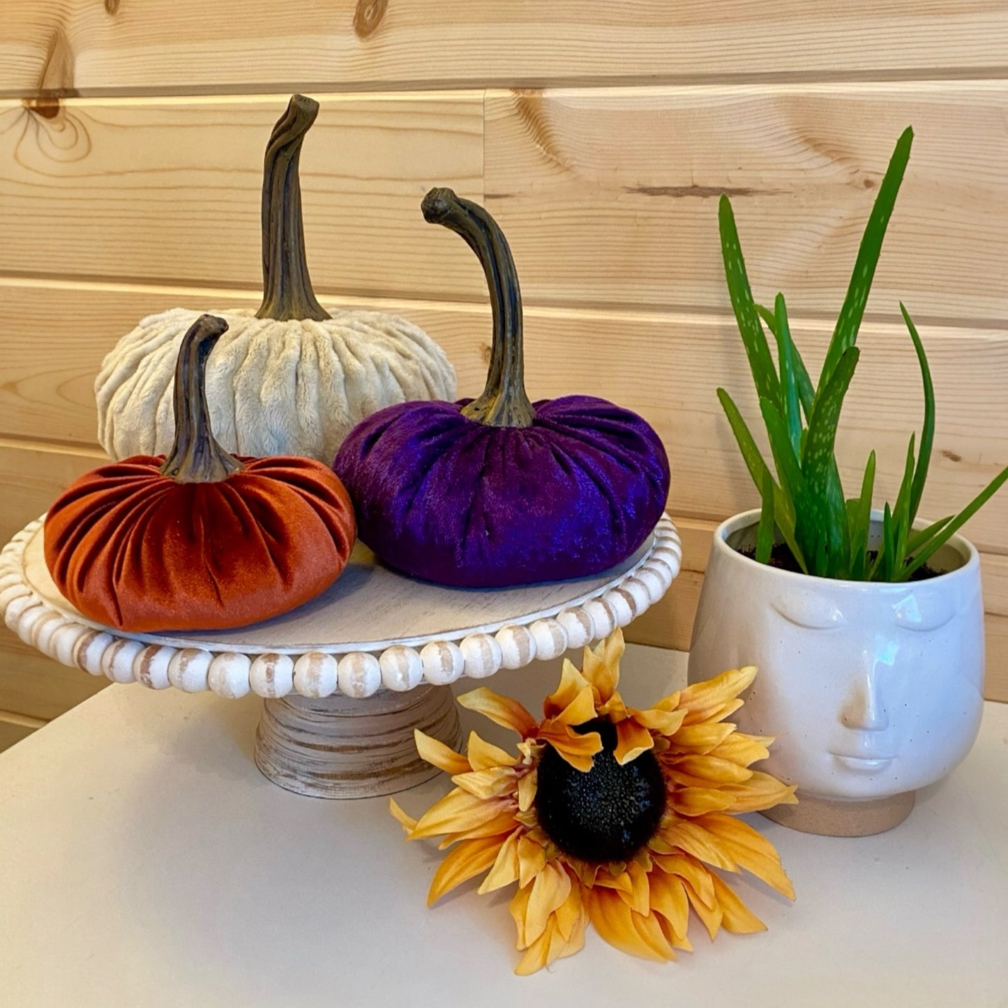 VELVET PUMPKIN SET of 3 - PURPLE CRUSH