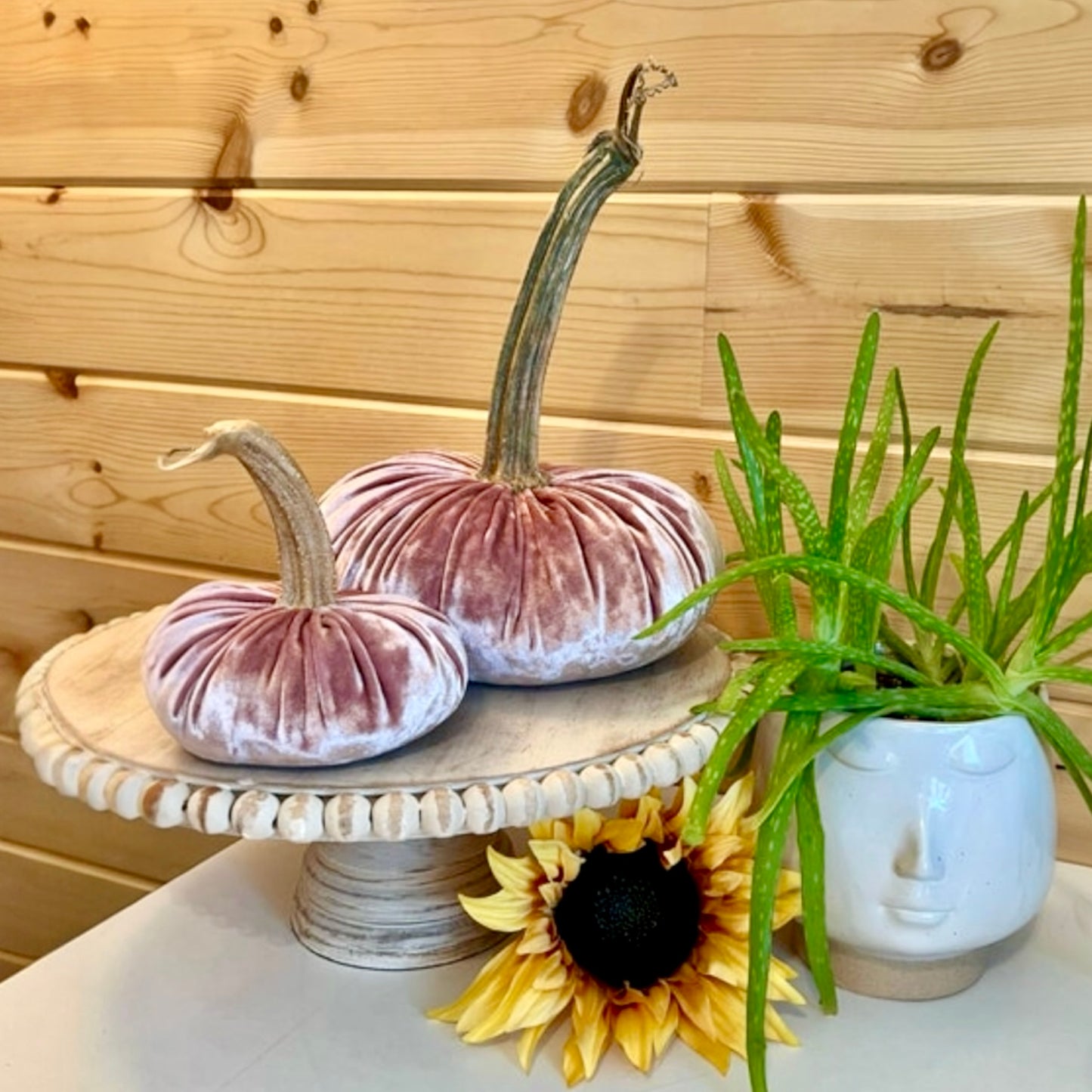 EXTRA LARGE VELVET PUMPKIN - PINK CHAMPAGNE