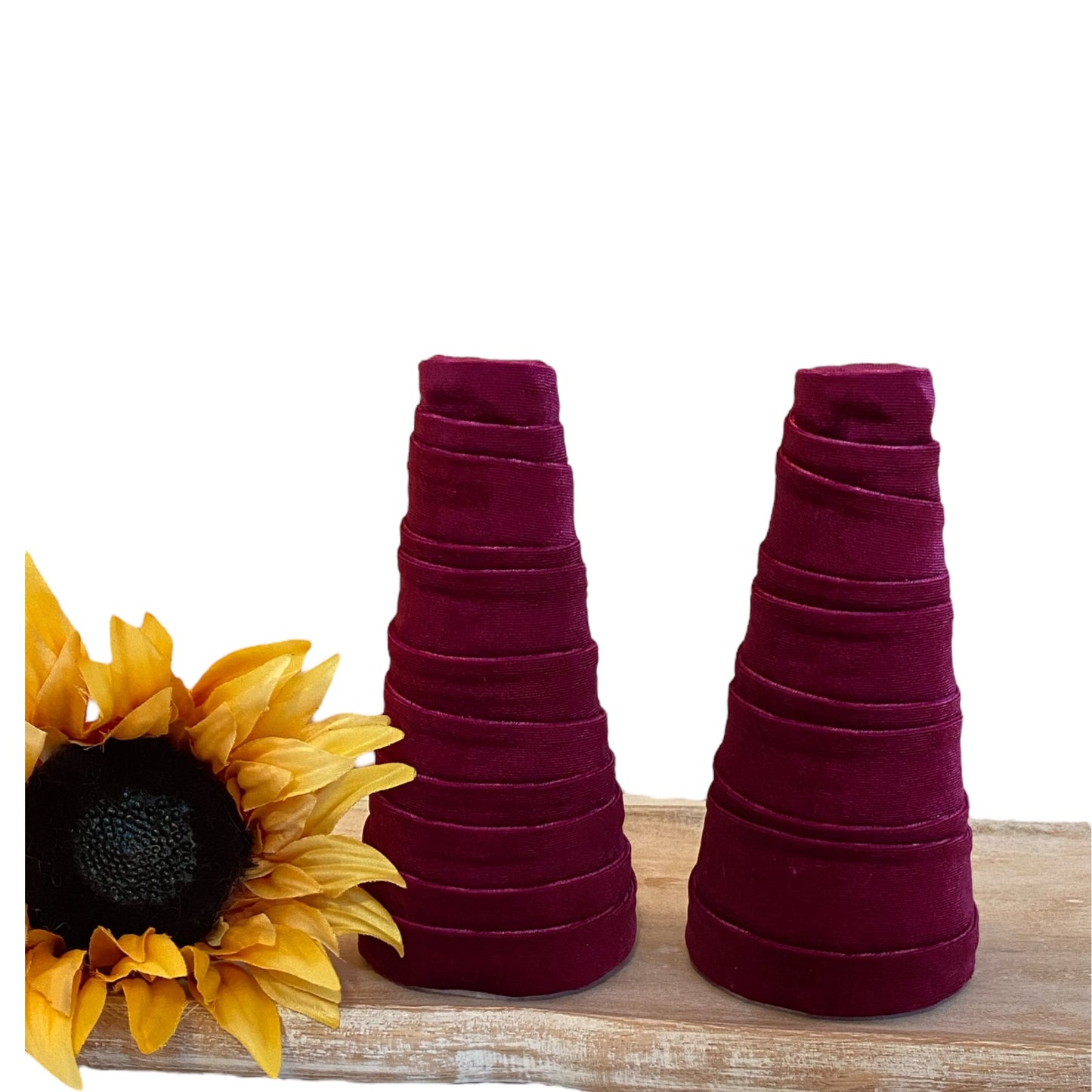 Decorative CONE Trees for Home Decor and Wedding Centerpieces Set of 5 MAGENTA VELVET Cones