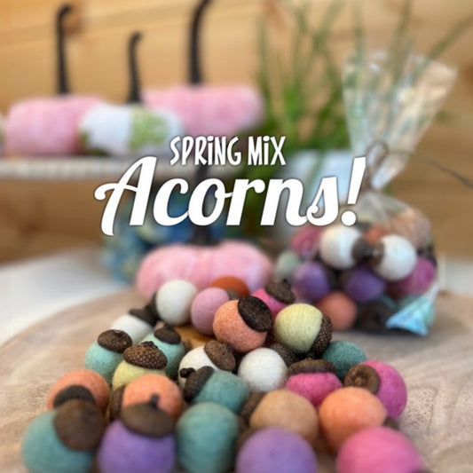 Acorns Wool Felt Spring Summer Mix Pastel Home Decor Decorative Bowl Filler Vase Filler Natural Essential Oil Diffuser Set of 25