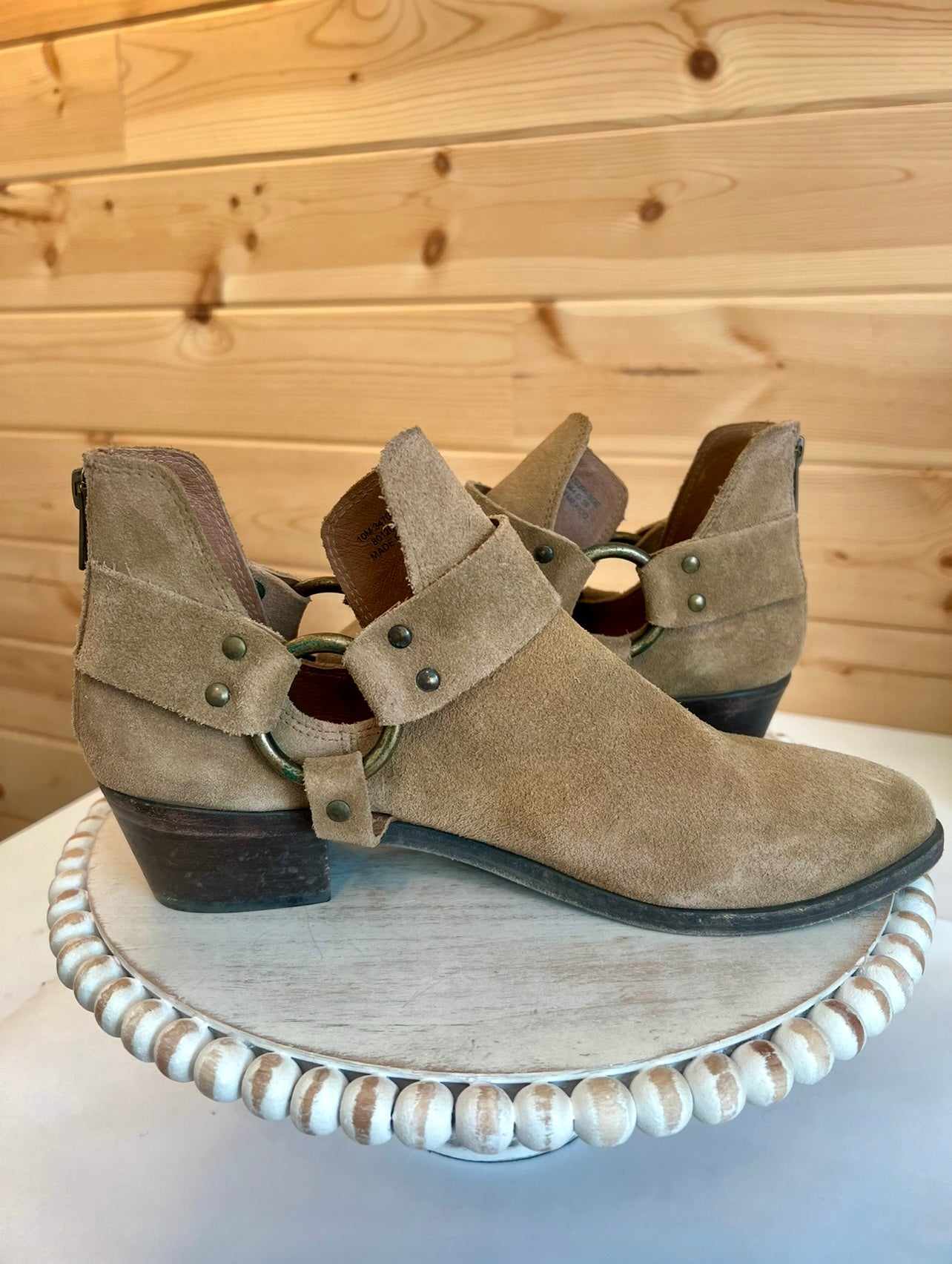 Frye Leather Back-Zip Women’s Ankle Boots - Ray Harness - Sage Suede Size 10