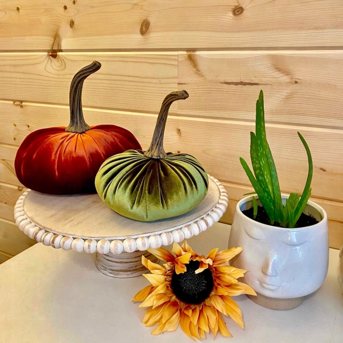 PUMPKIN SET OF 3 VELVET - RUST