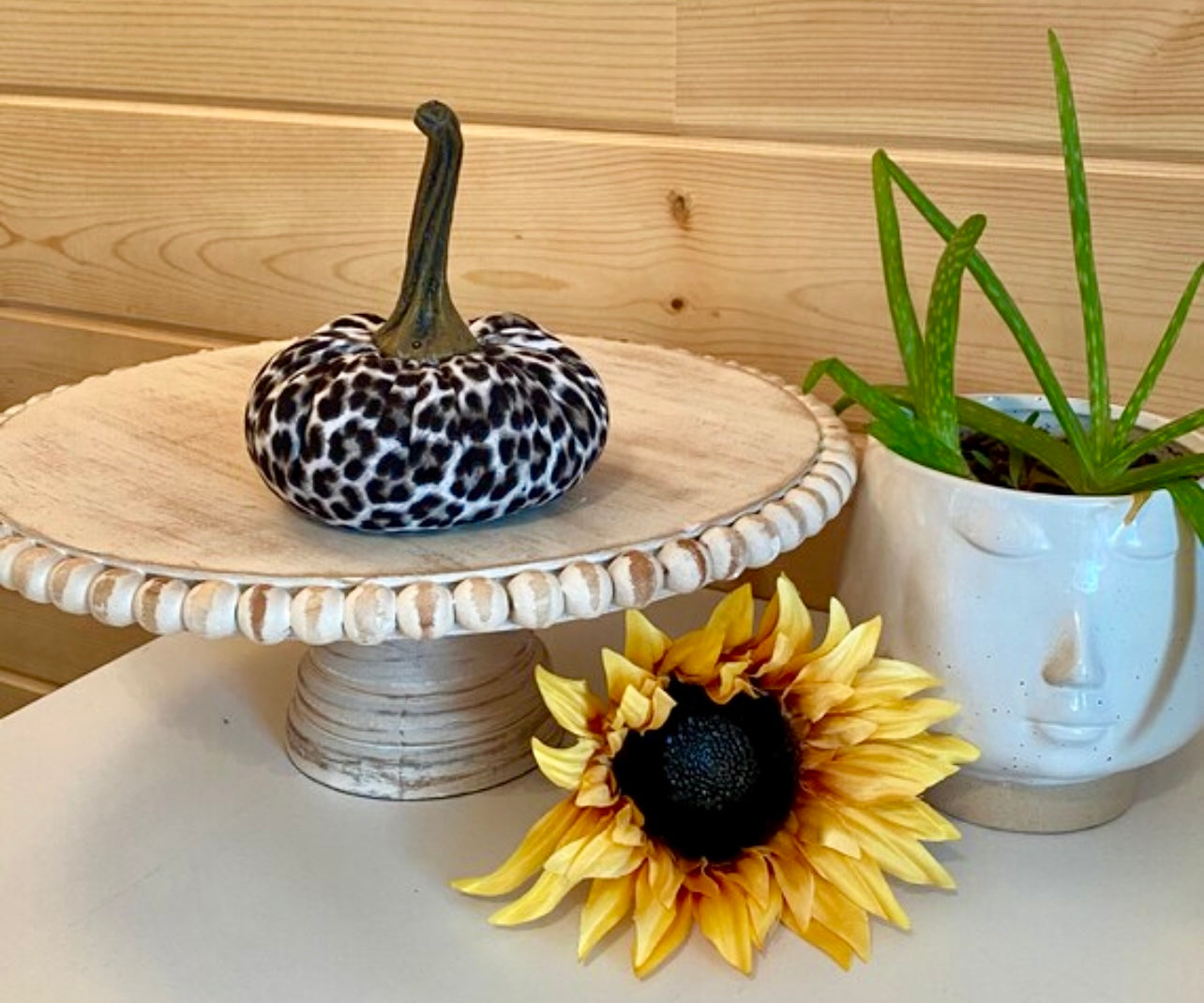 PUMPKIN SET of 3 ANIMAL PRINT - SNOW LEOPARD