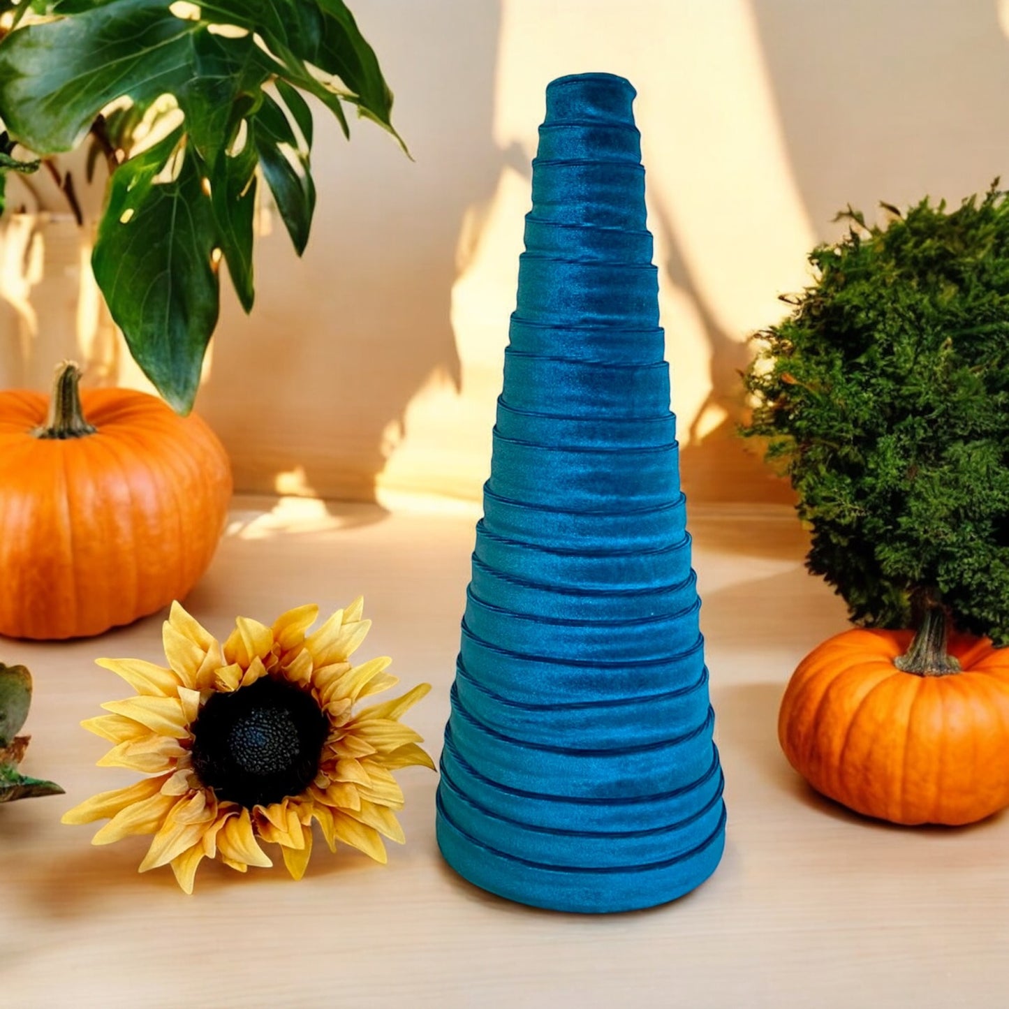 Decorative CONE Trees for Home Decor and Wedding Centerpieces Set of 5 TEAL VELVET Cones