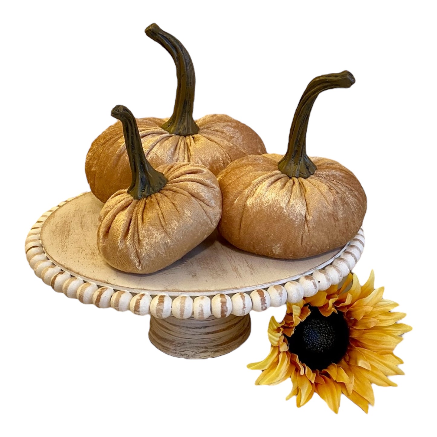 LARGE VELVET PUMPKIN - CHAMPAGNE GOLD CRUSH