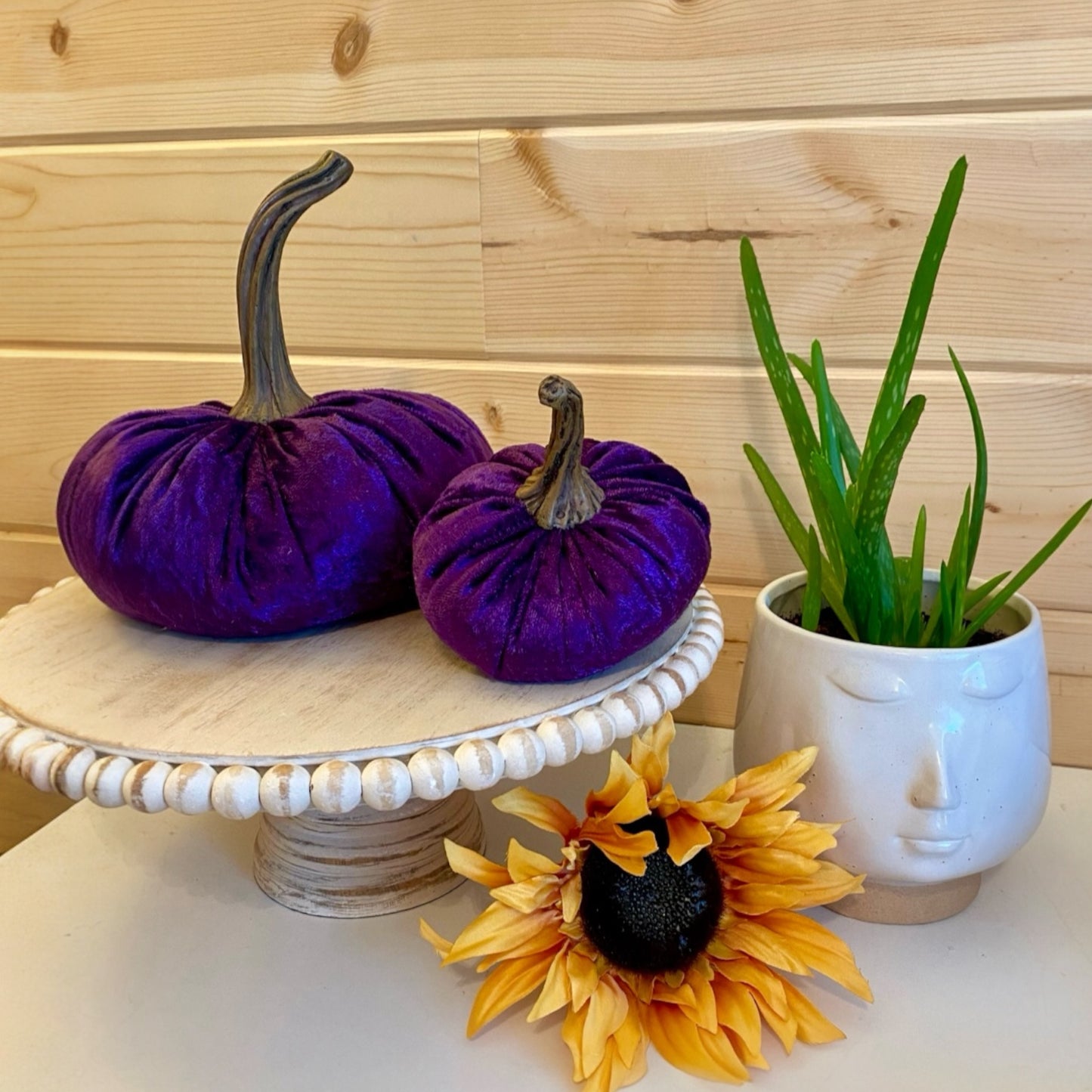 VELVET PUMPKIN SET of 3 - PURPLE CRUSH