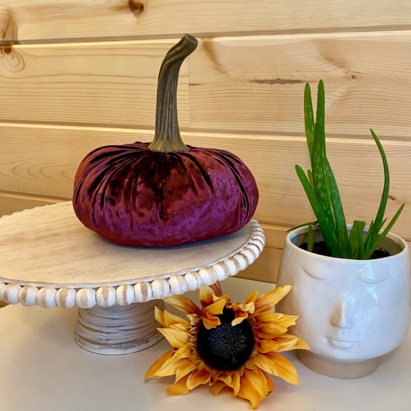 EXTRA LARGE VELVET PUMPKIN - WINE