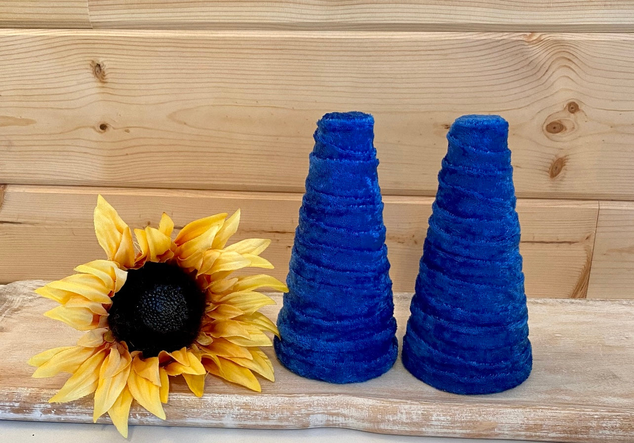 Decorative CONE Trees BLUE CRUSH Velvet Tree Set of 5