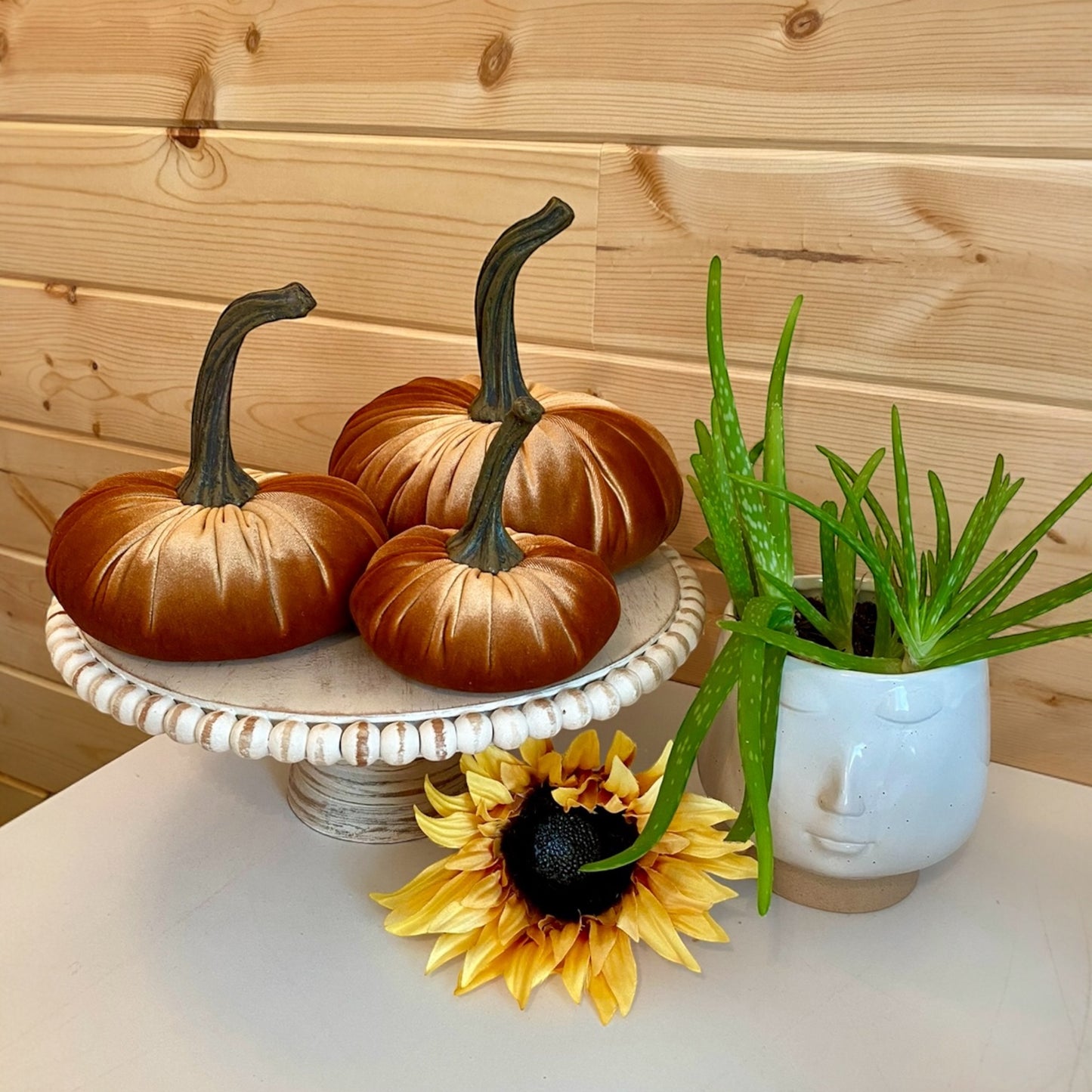 VELVET PUMPKIN SET of 3 - COPPER