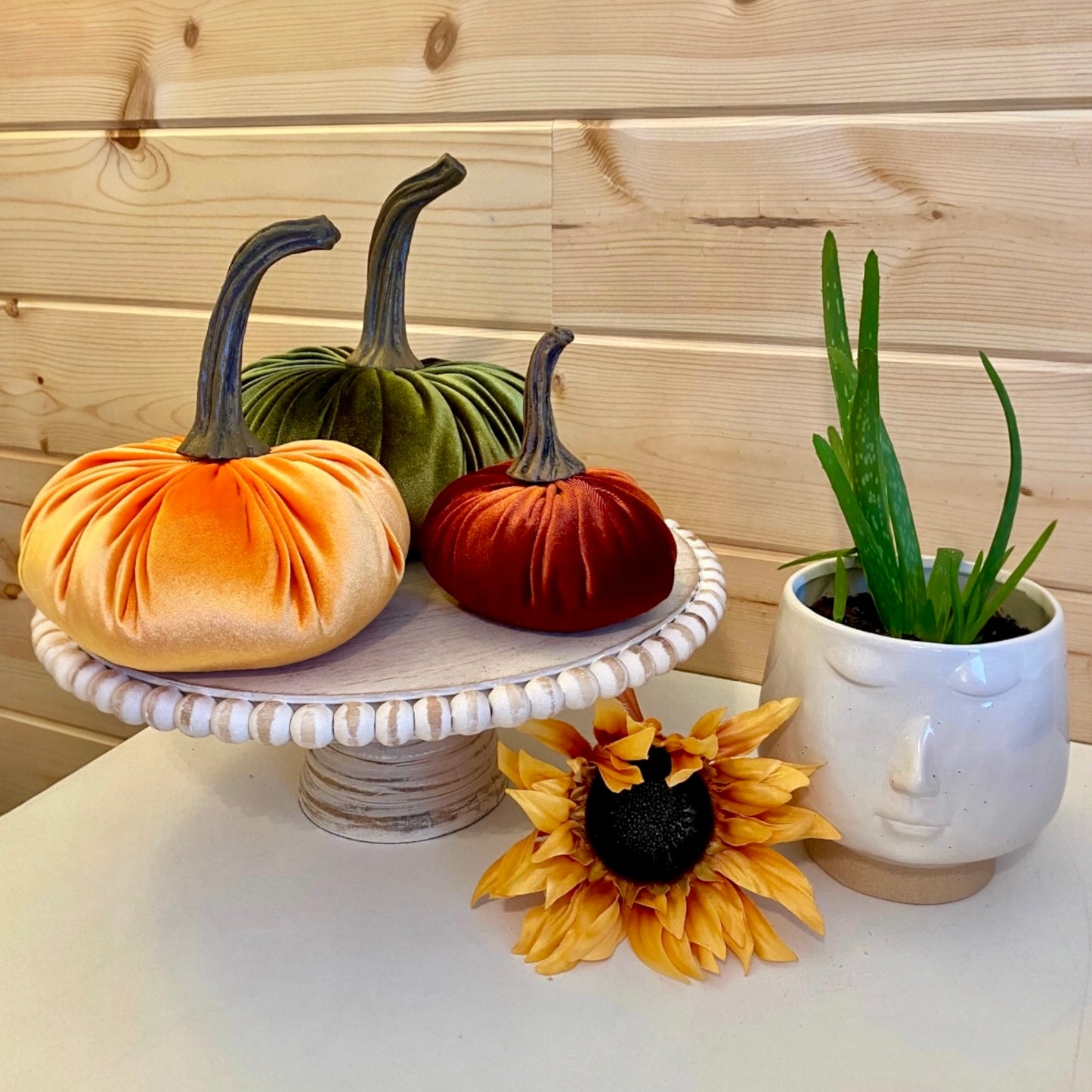 PUMPKIN SET OF 3 VELVET - RUST