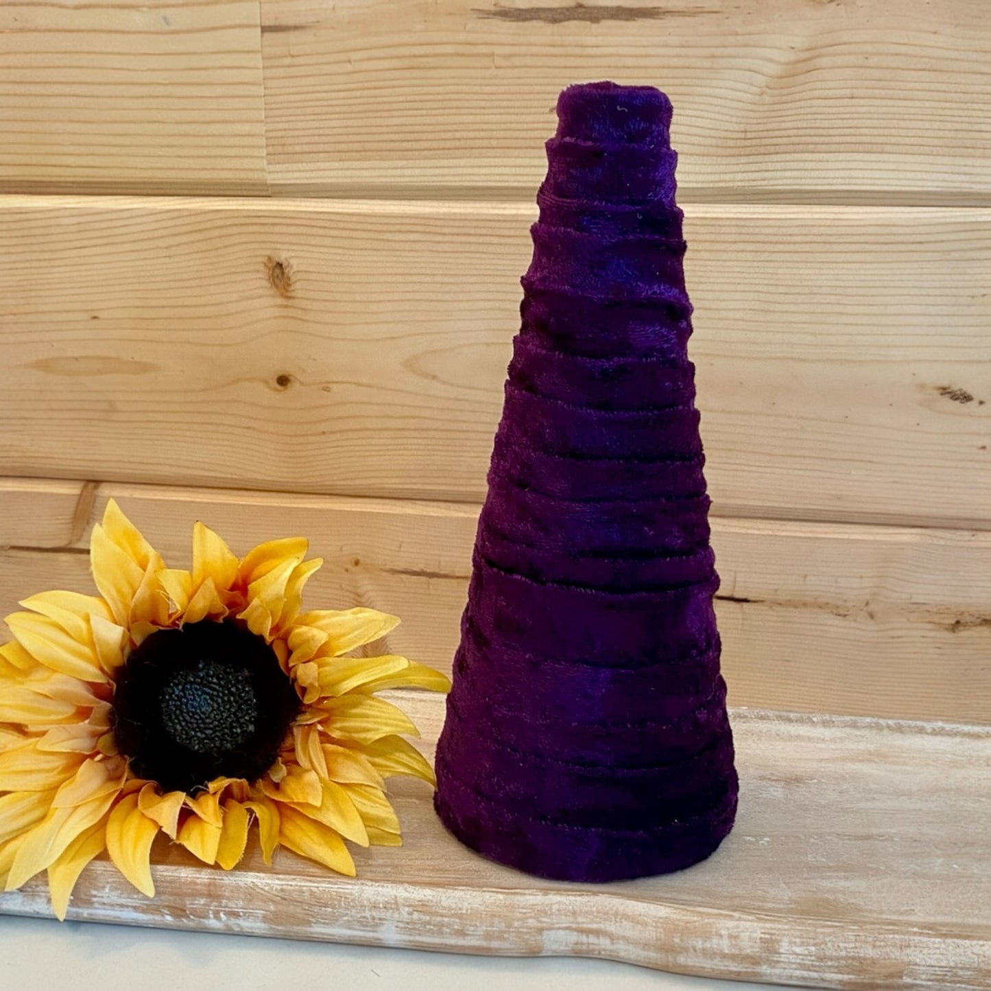 PURPLE Crushed Velvet Decorative CONE Tree Wedding Centerpieces Spring Home Decor Host Gift Set of 5