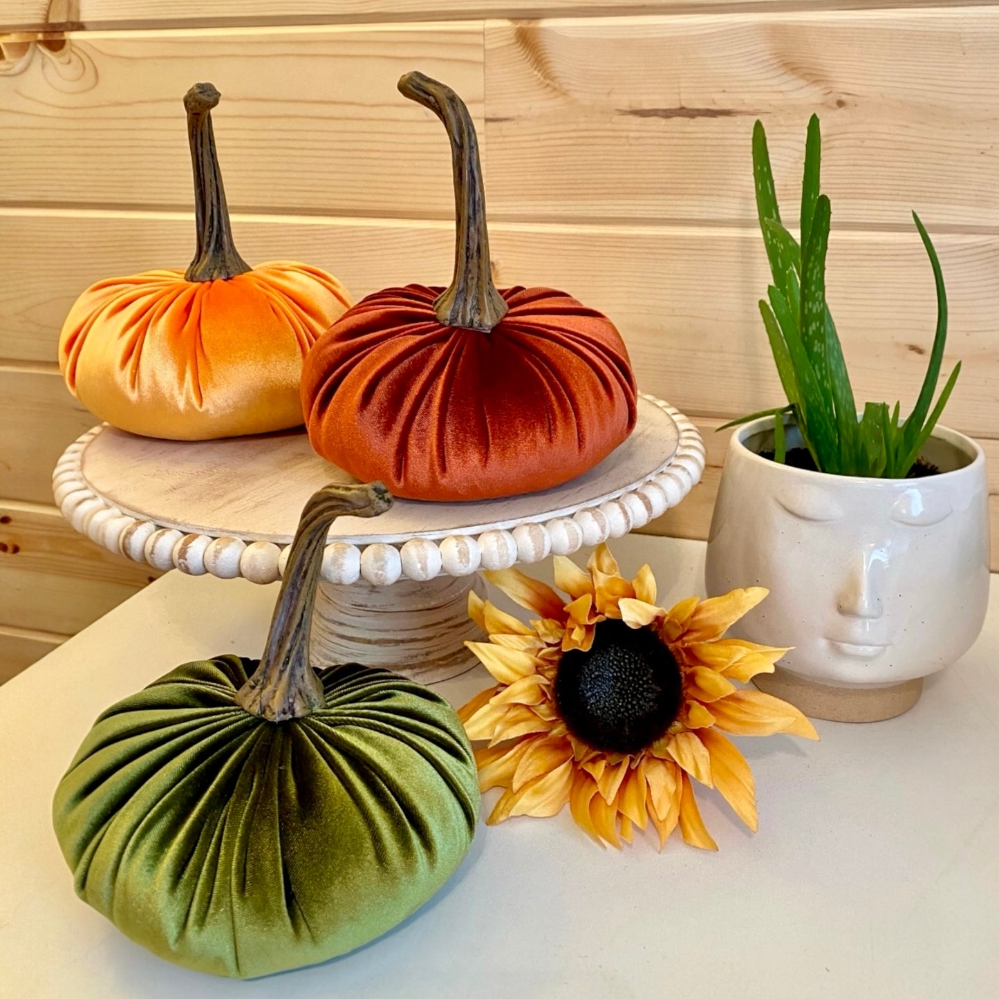PUMPKIN SET OF 3 VELVET - RUST
