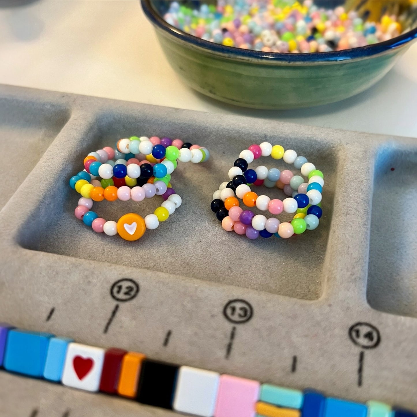 Multi Color Ring Stack Sets Stretch Elastic Gum Ball Colored Beaded Ring Stacks Spontaneous Gift for Her Stocking Stuffer Jewelry Gift Mode