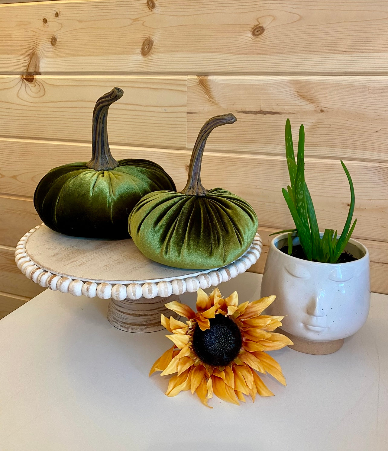 VELVET PUMPKIN SET of 3 - OLIVE