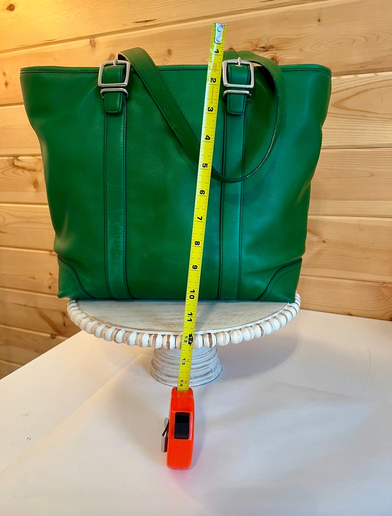 ‼️SOLD‼️Vintage COACH Hampton Green Leather Carryall Shoulder Bag TOTE  Handbag 6491