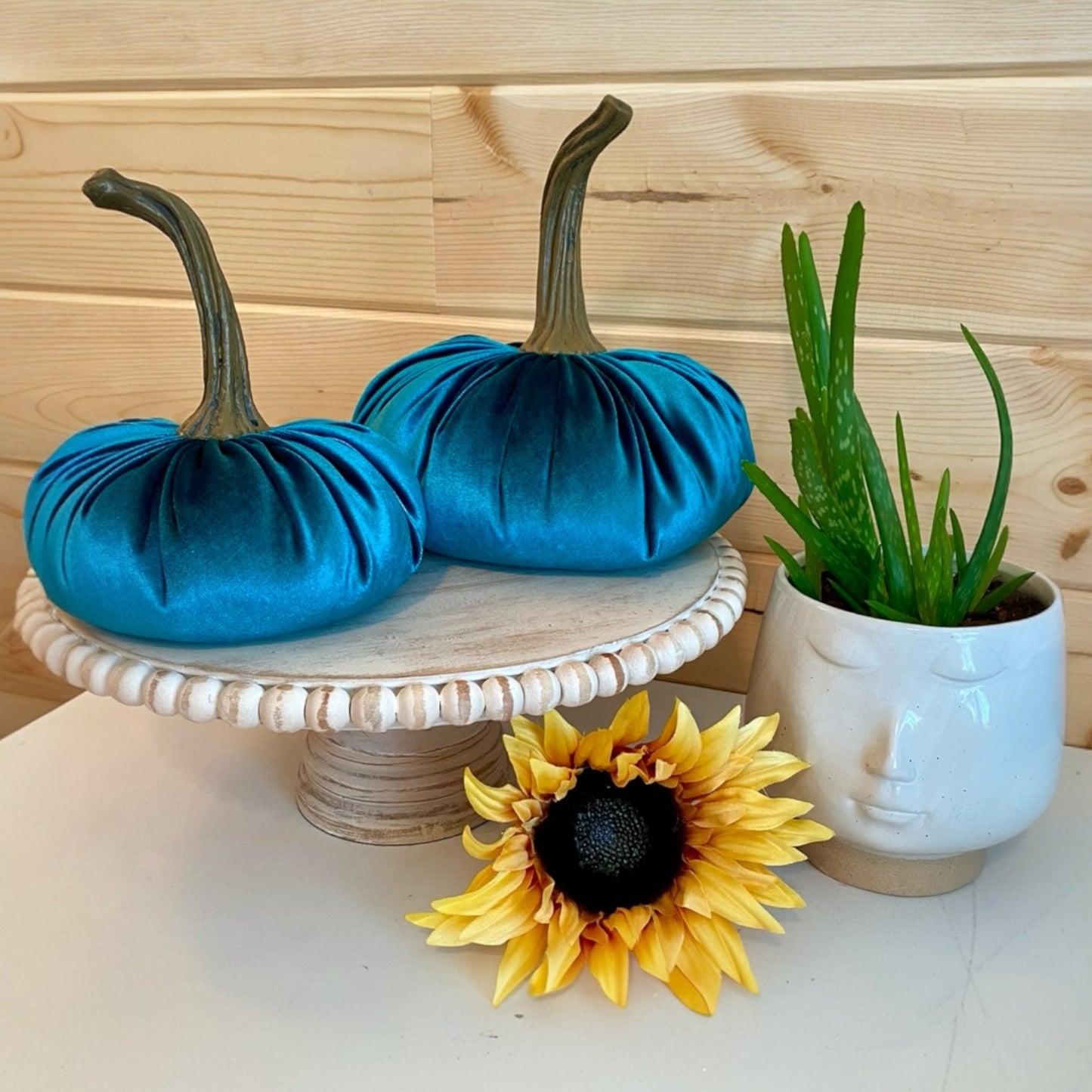 VELVET LARGE PUMPKIN - TEAL VELVET