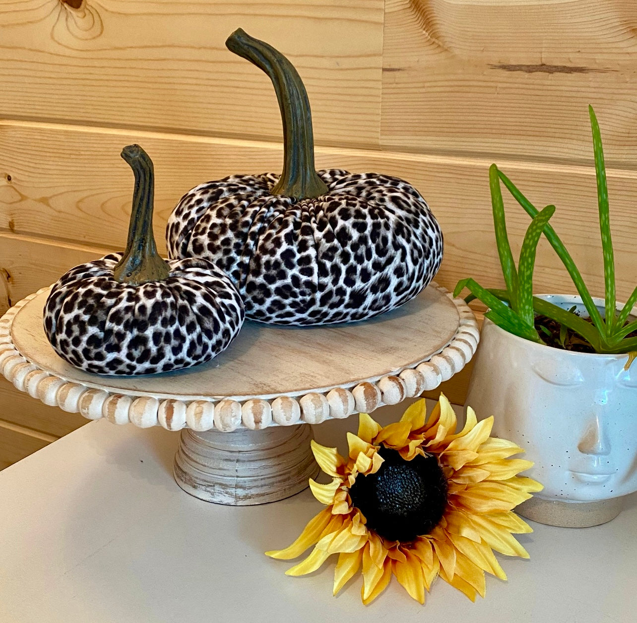 PUMPKIN SET of 3 ANIMAL PRINT - SNOW LEOPARD