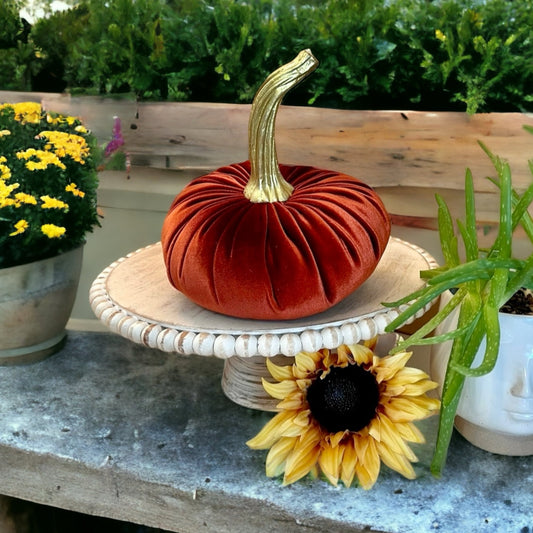 EXTRA LARGE VELVET PUMPKIN - RUST