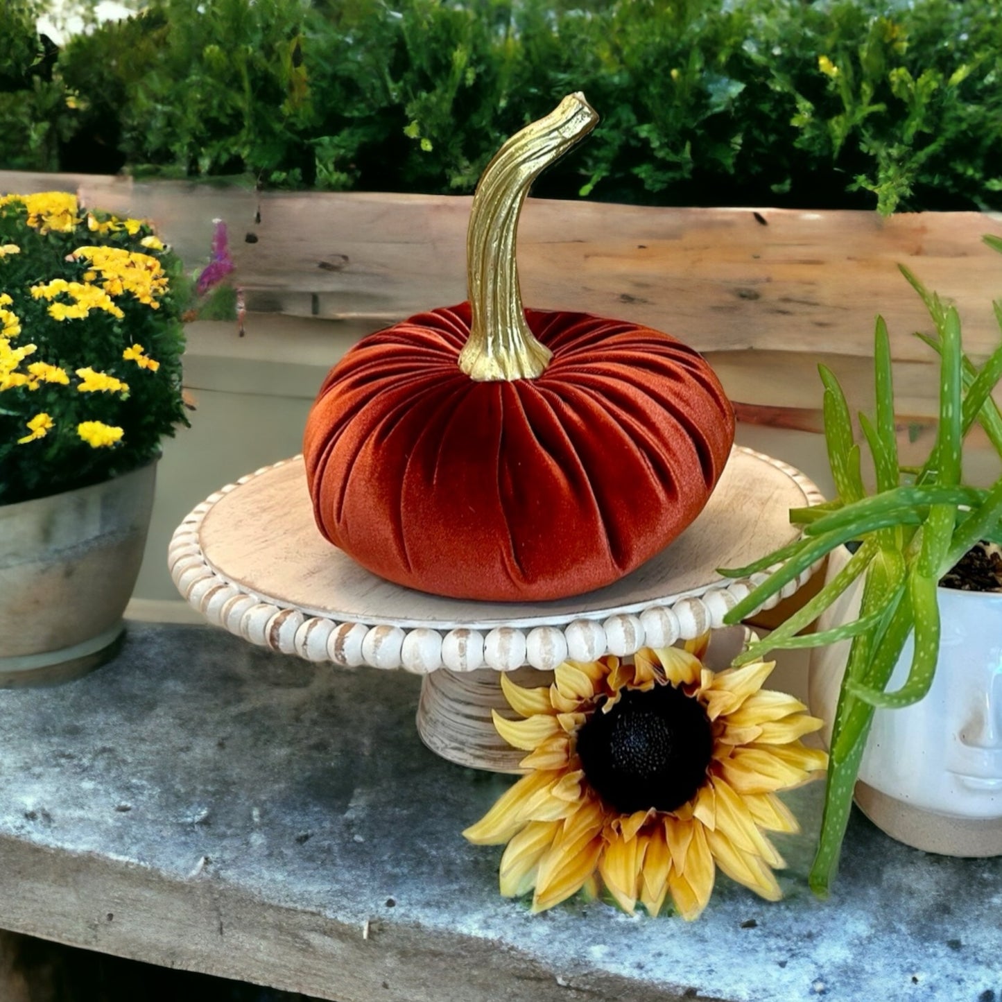 PUMPKIN SET OF 3 VELVET - RUST