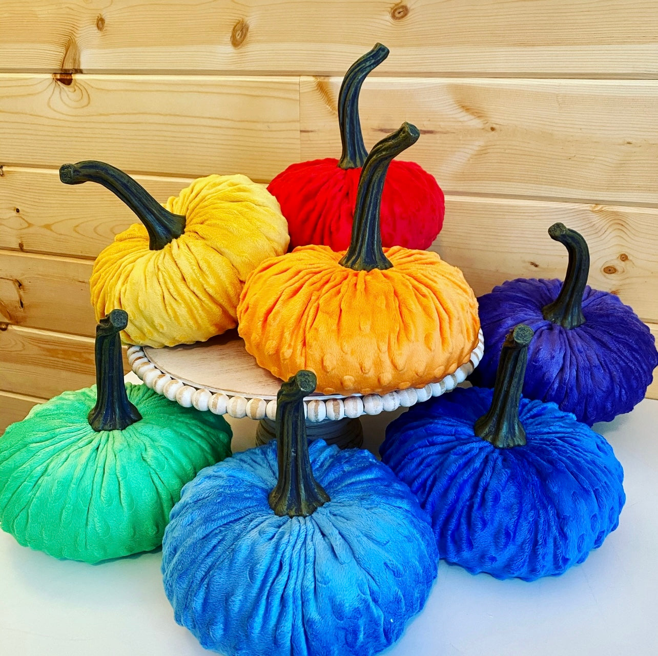 EXTRA LARGE NUBBY MINK VELVET PUMPKIN - RAINBOW SET/7