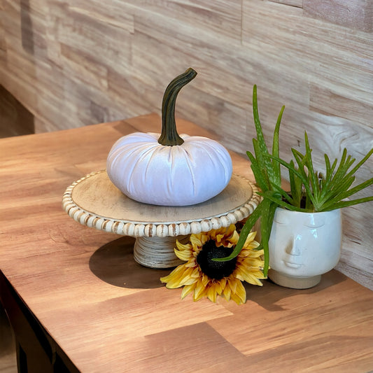 EXTRA LARGE VELVET PUMPKIN - WHITE