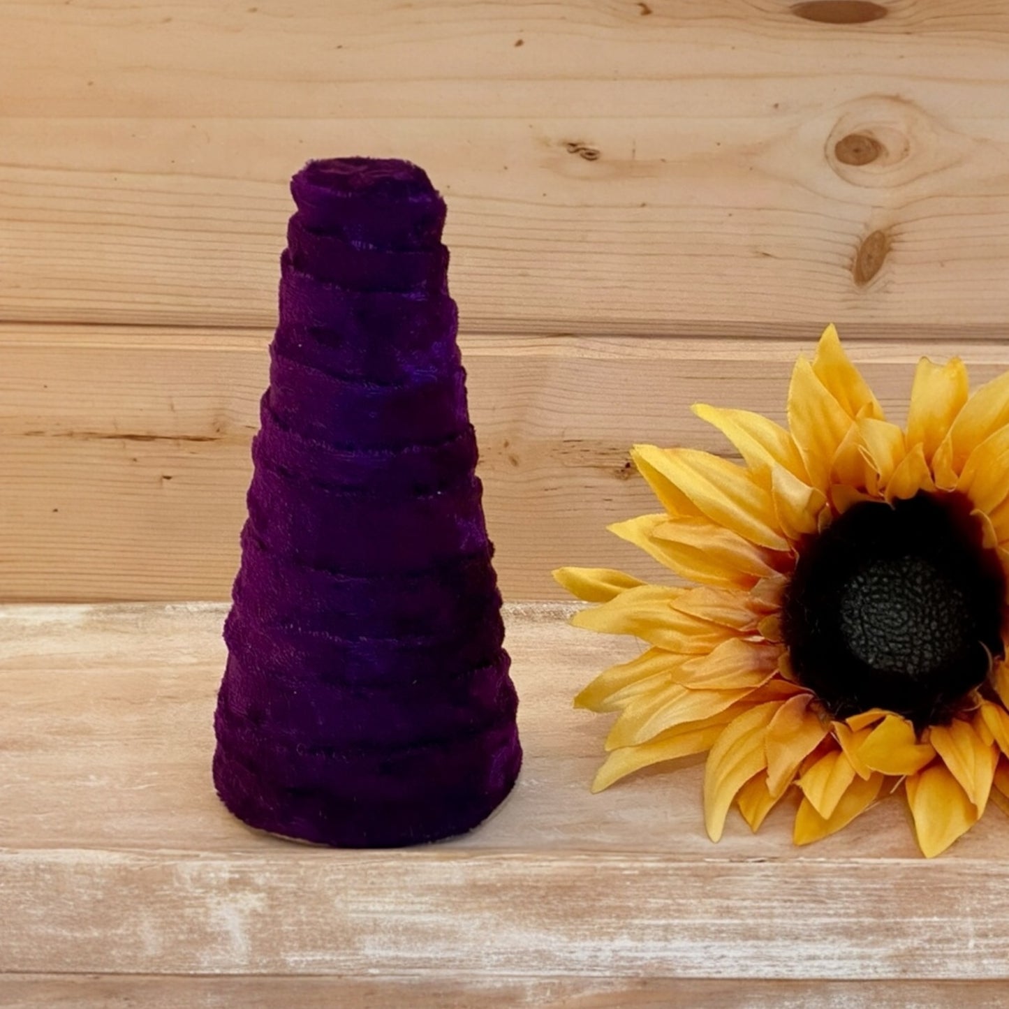 PURPLE Crushed Velvet Decorative CONE Set of 3 Rustic Wedding Centerpiece Reception Decor Host Gift Set Chic Home Decor