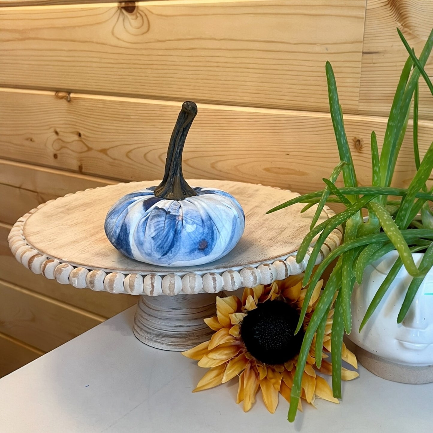 SMALL FLORAL PRINT PUMPKIN - PRESSED PANSY