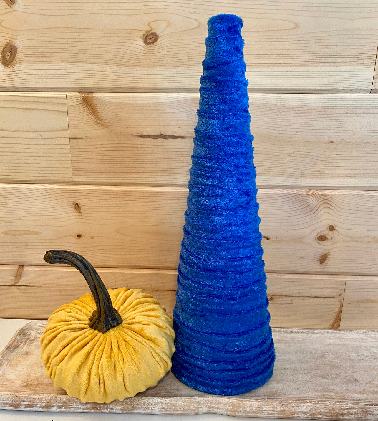 Decorative CONE Trees BLUE CRUSH Velvet Tree Set of 5