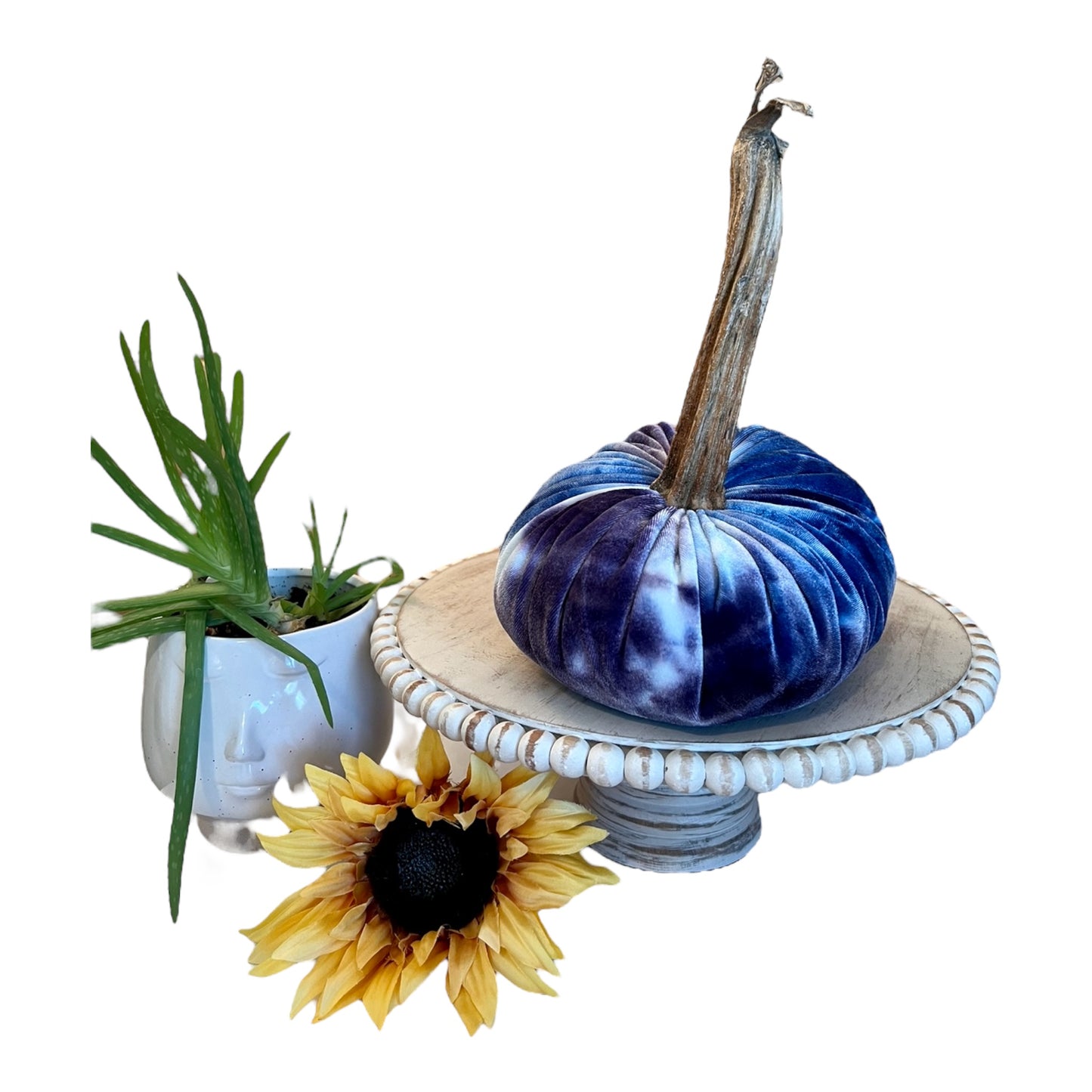 EXTRA LARGE VELVET PUMPKIN - BLUE WHITE PURPLE TIE DYE