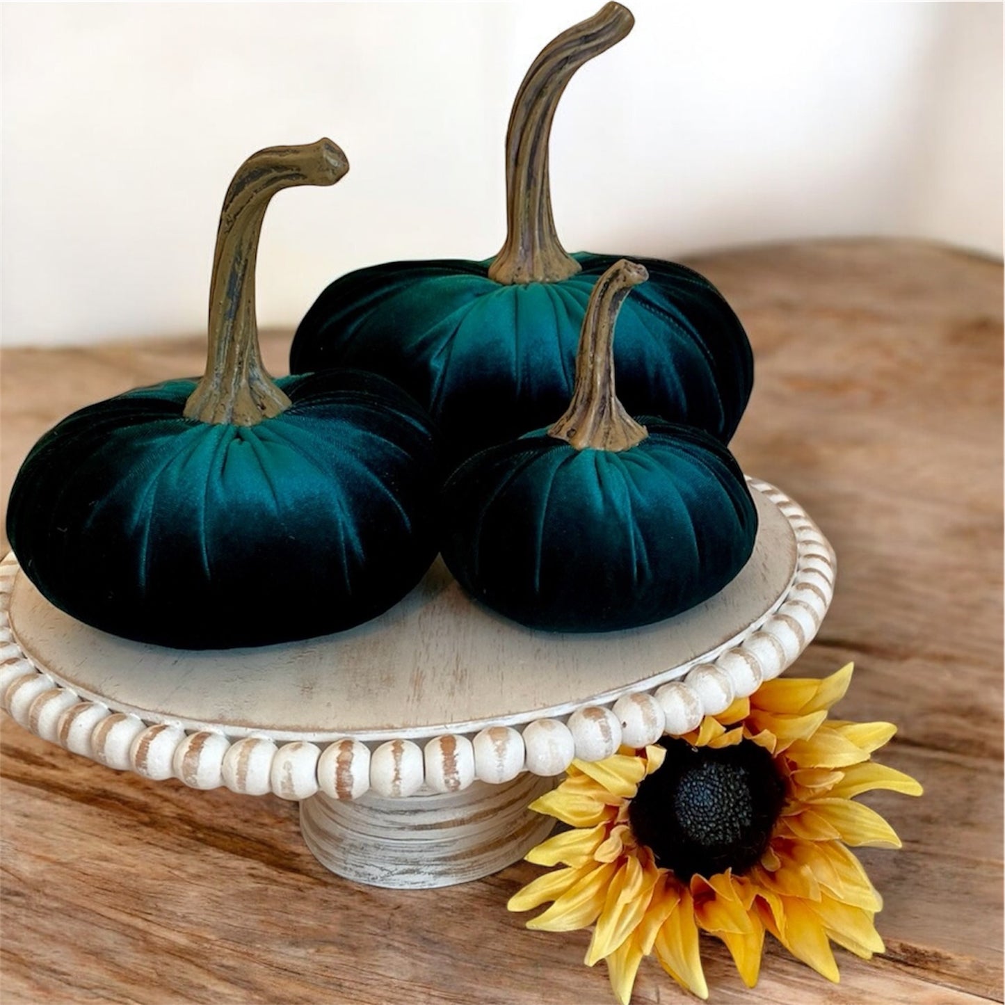 LARGE VELVET PUMPKIN - HUNTER GREEN