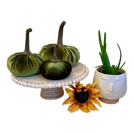 VELVET PUMPKIN SET of 3 - OLIVE