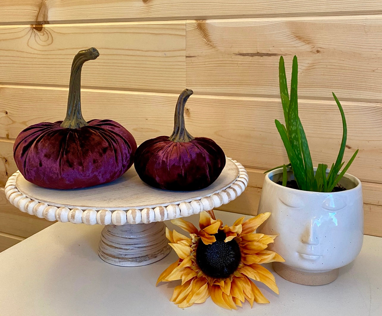 VELVET PUMPKIN SET of 3 - WINE