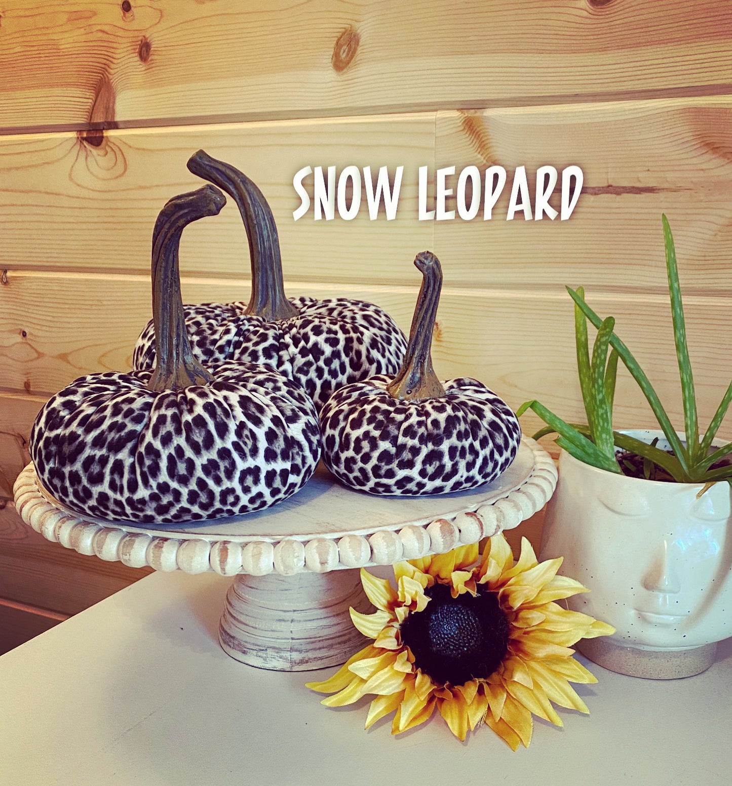 PUMPKIN SET of 3 ANIMAL PRINT - SNOW LEOPARD