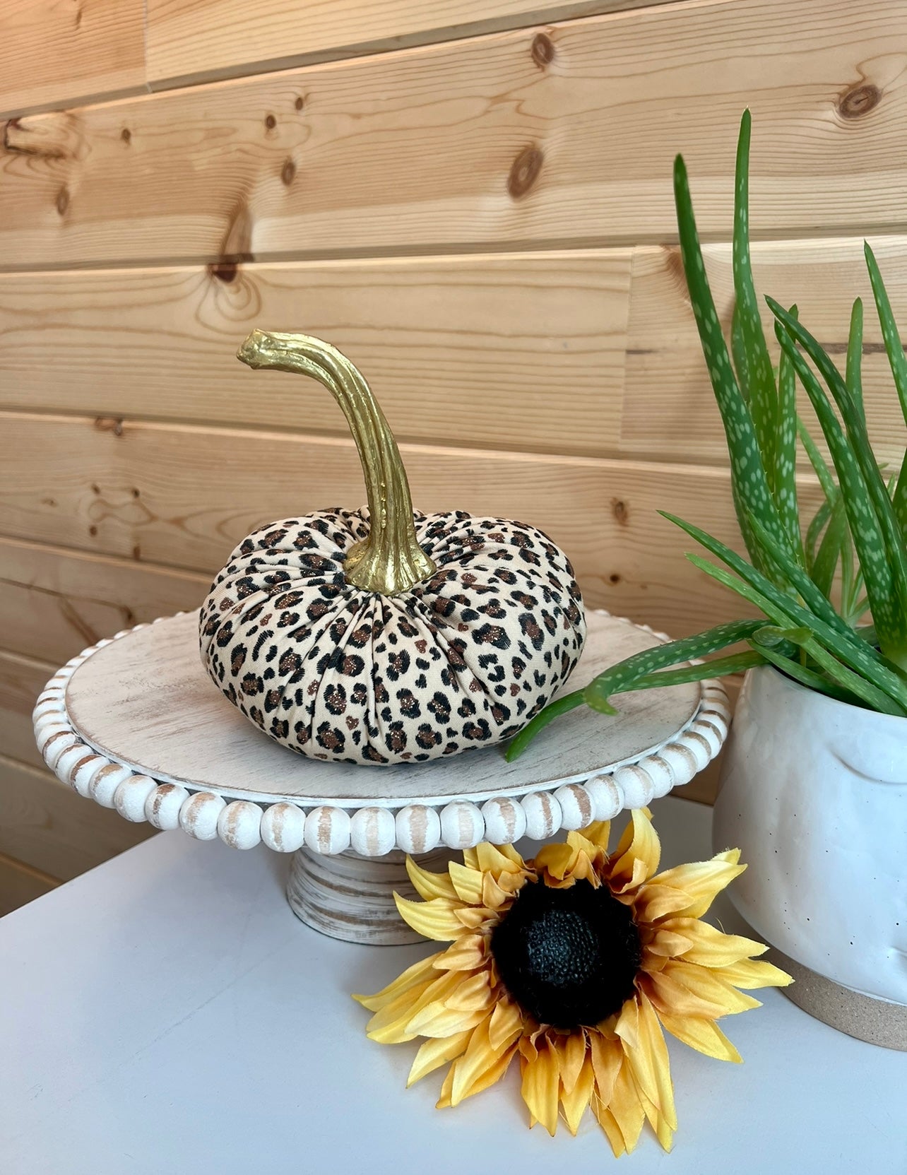 LARGE ANIMAL PRINT PUMPKIN - LEOPARD GOLD SPARKLE