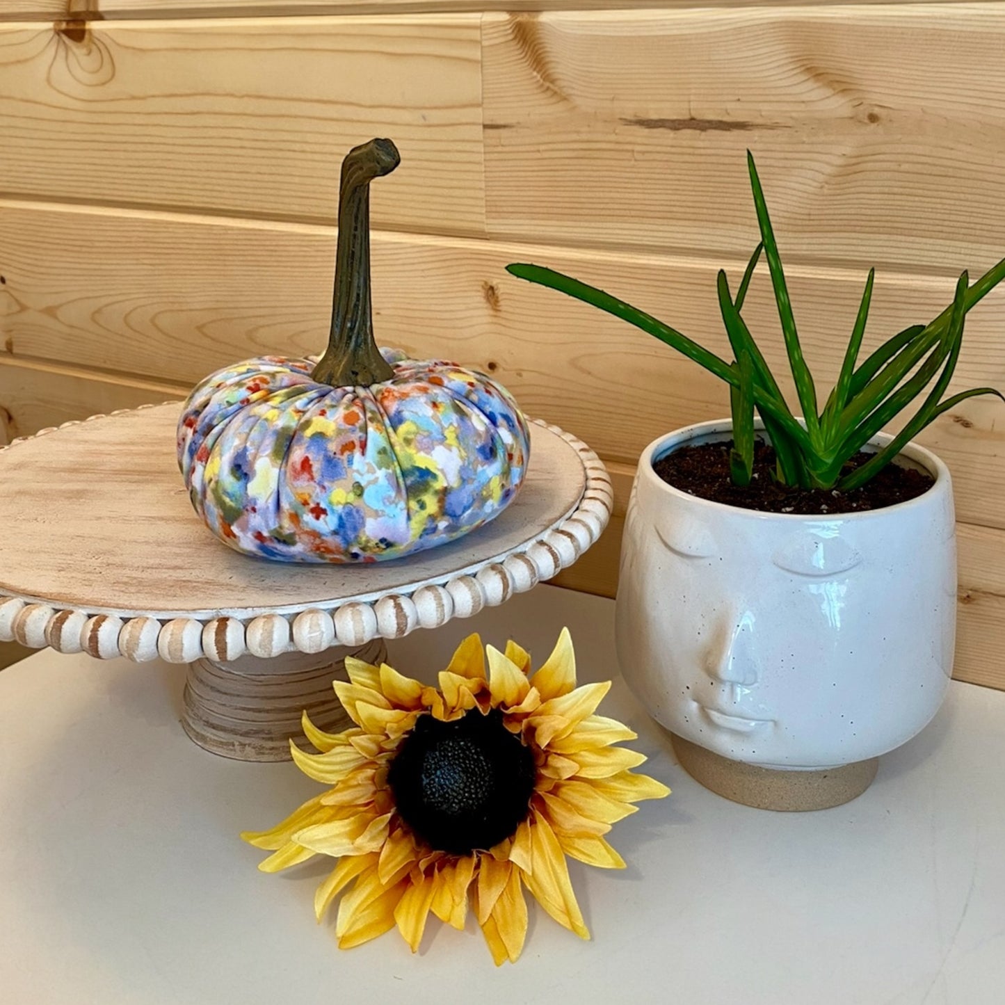 FLORAL PRINT FABRIC PUMPKIN SET of 3 - MAY FLOWERS